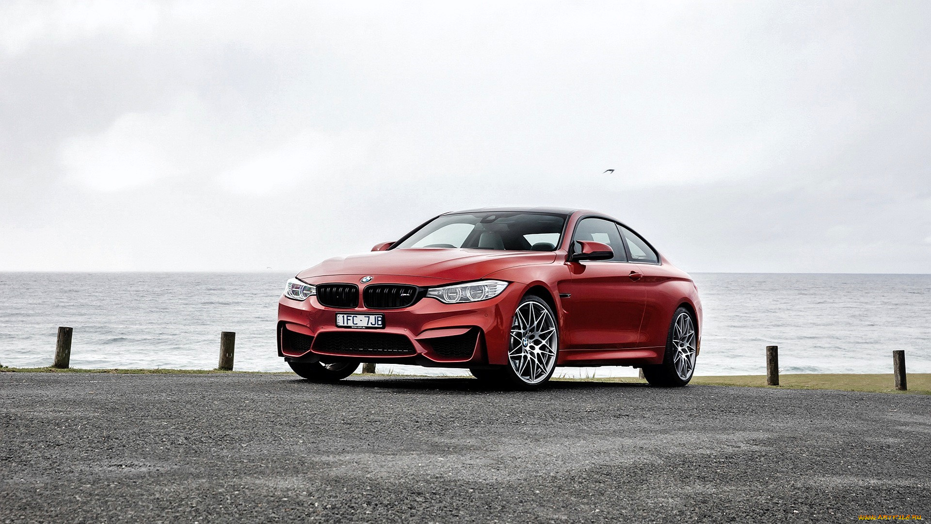 bmw, m4, автомобили, bmw, красный, площадка, море