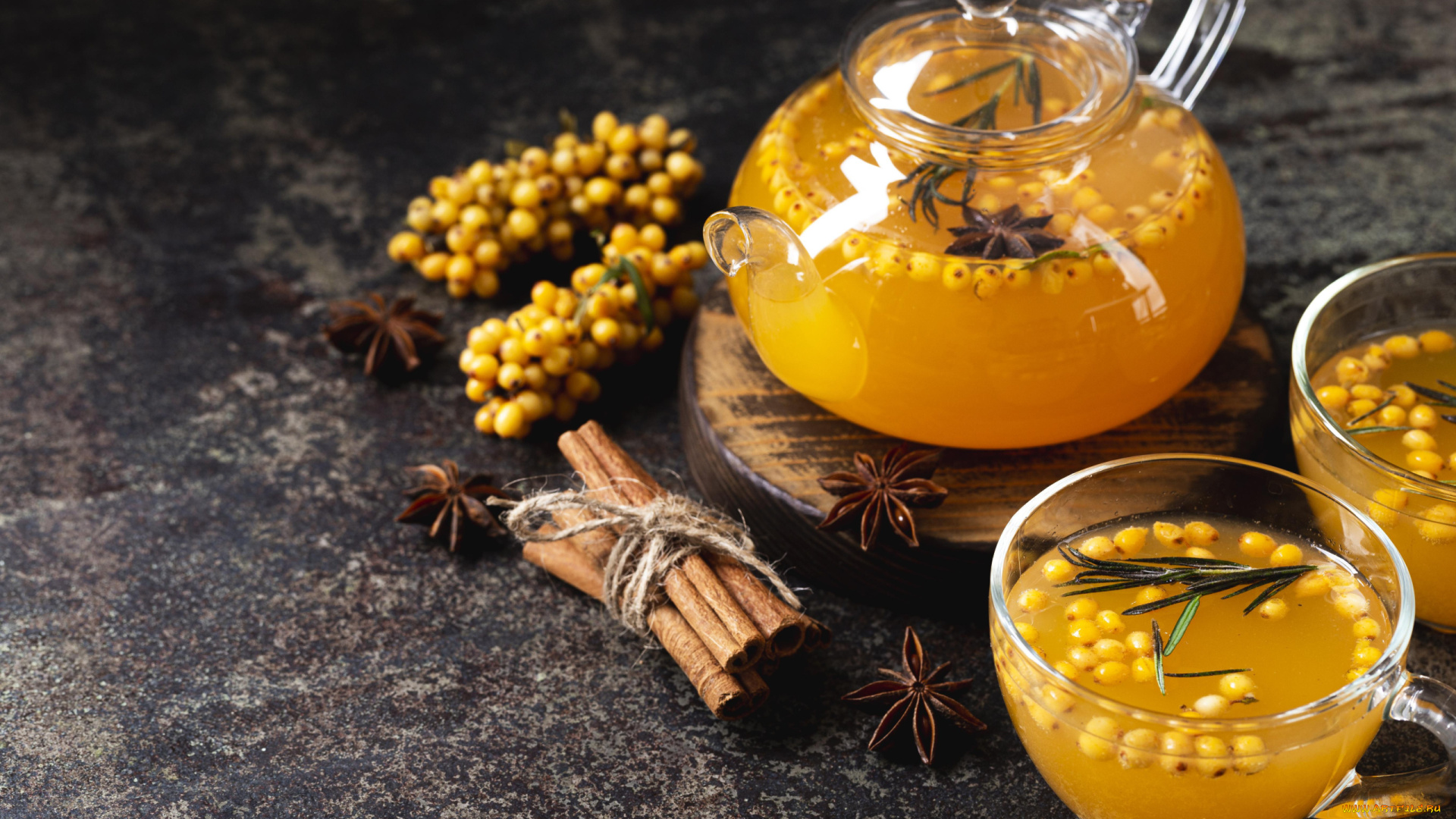 еда, напитки, корица, бадьян, напиток, ягоды, облепиха
