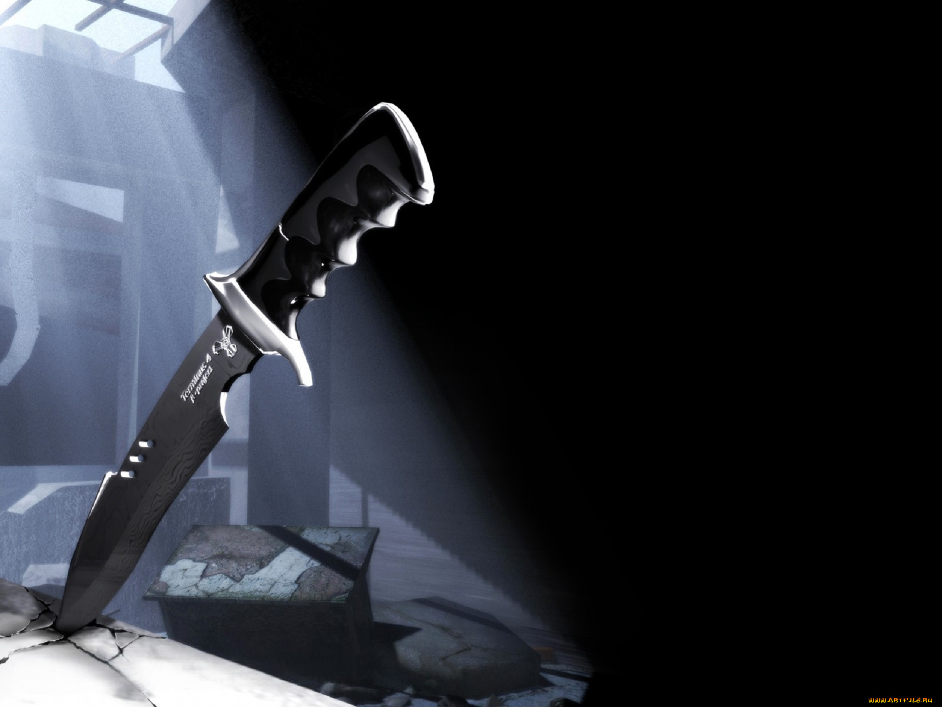 видео, игры, breakdown, нож, камень, трещины, свет