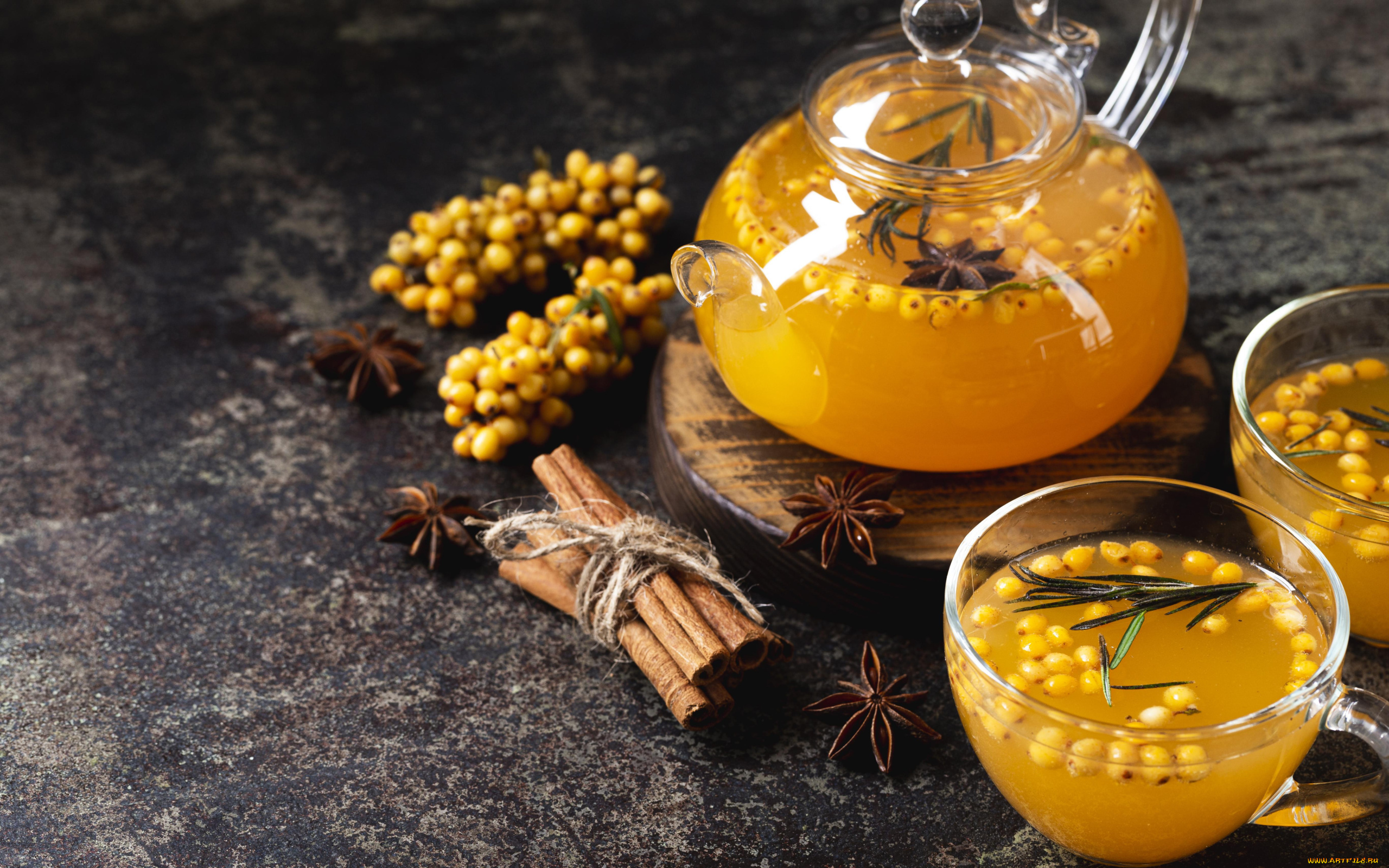 еда, напитки, корица, бадьян, напиток, ягоды, облепиха