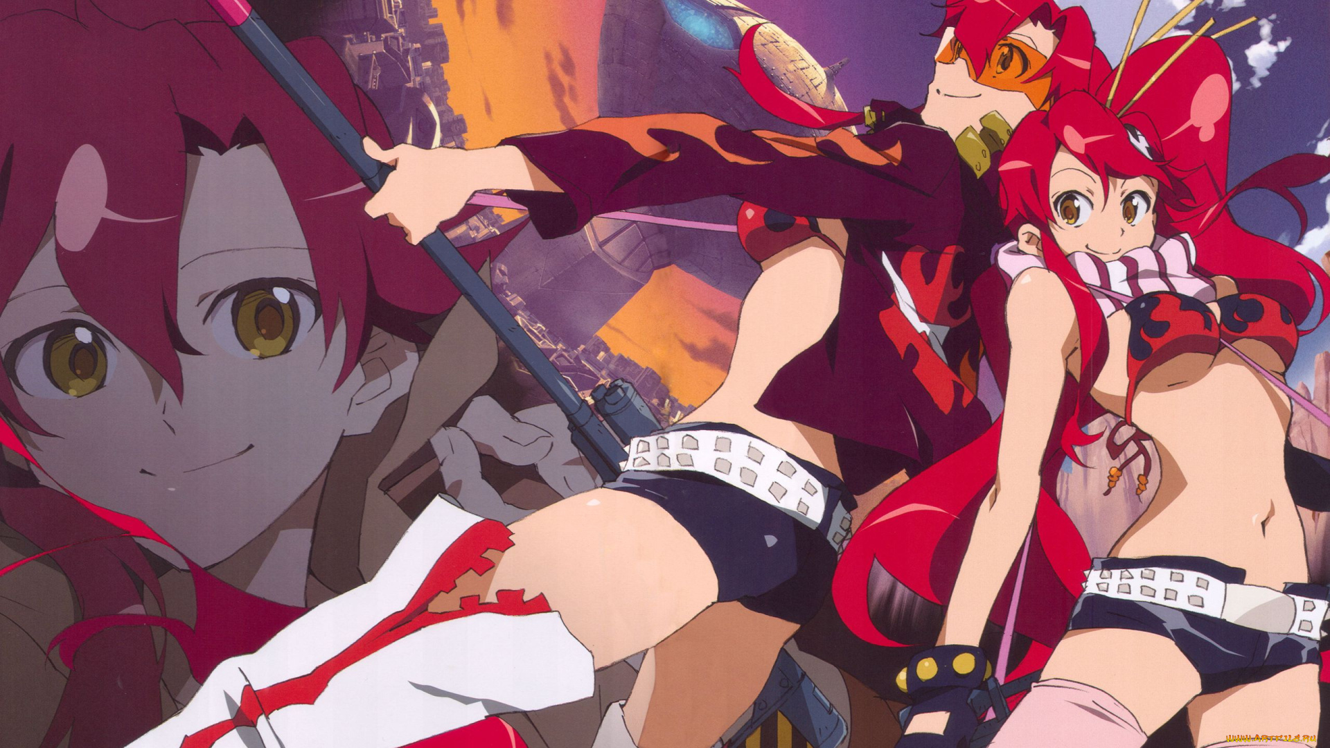 аниме, tengen, toppa, gurren, lagann, yoko, littner