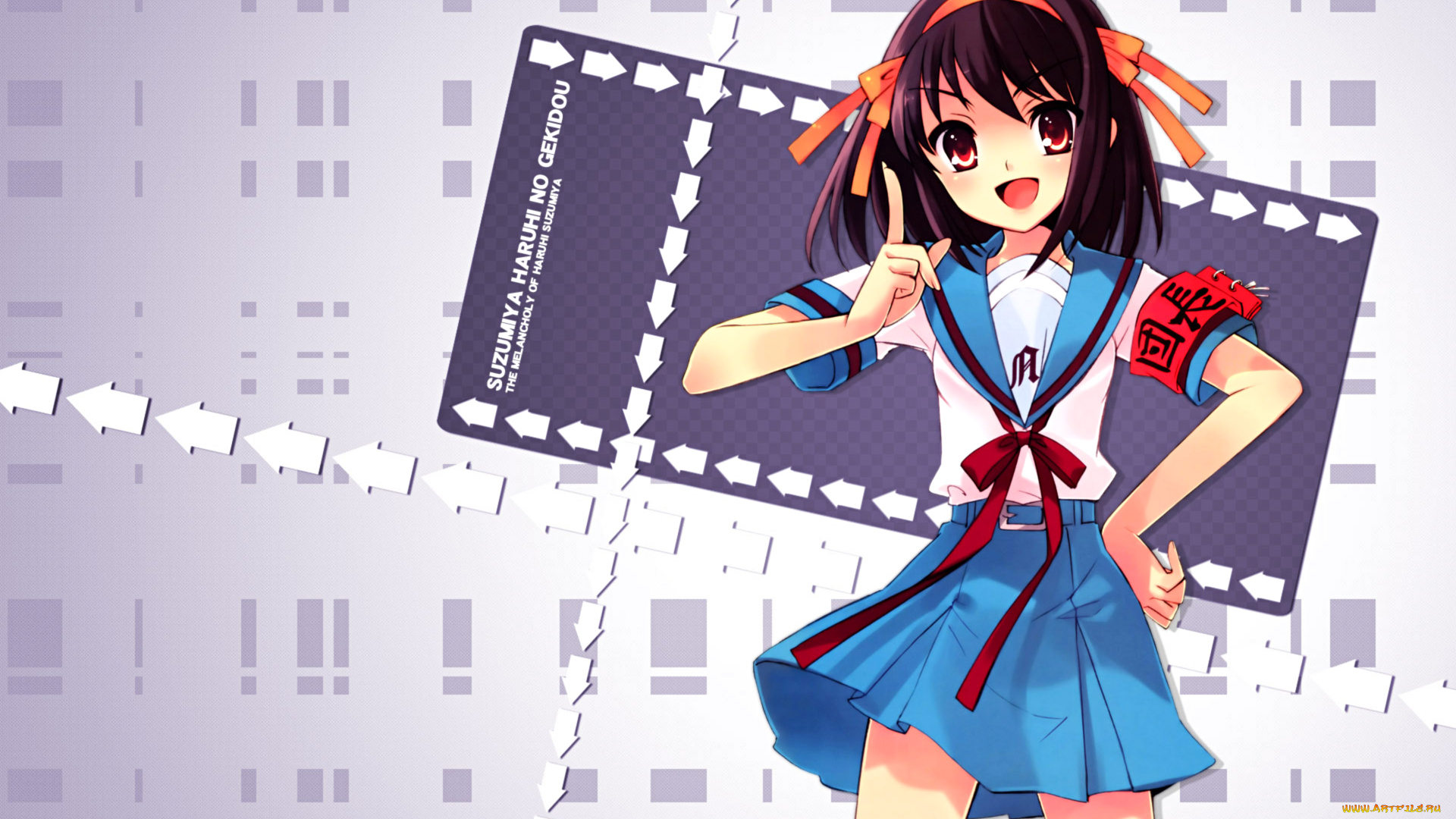 аниме, the, melancholy, of, haruhi, suzumiya, юбка, девушка, стрелки
