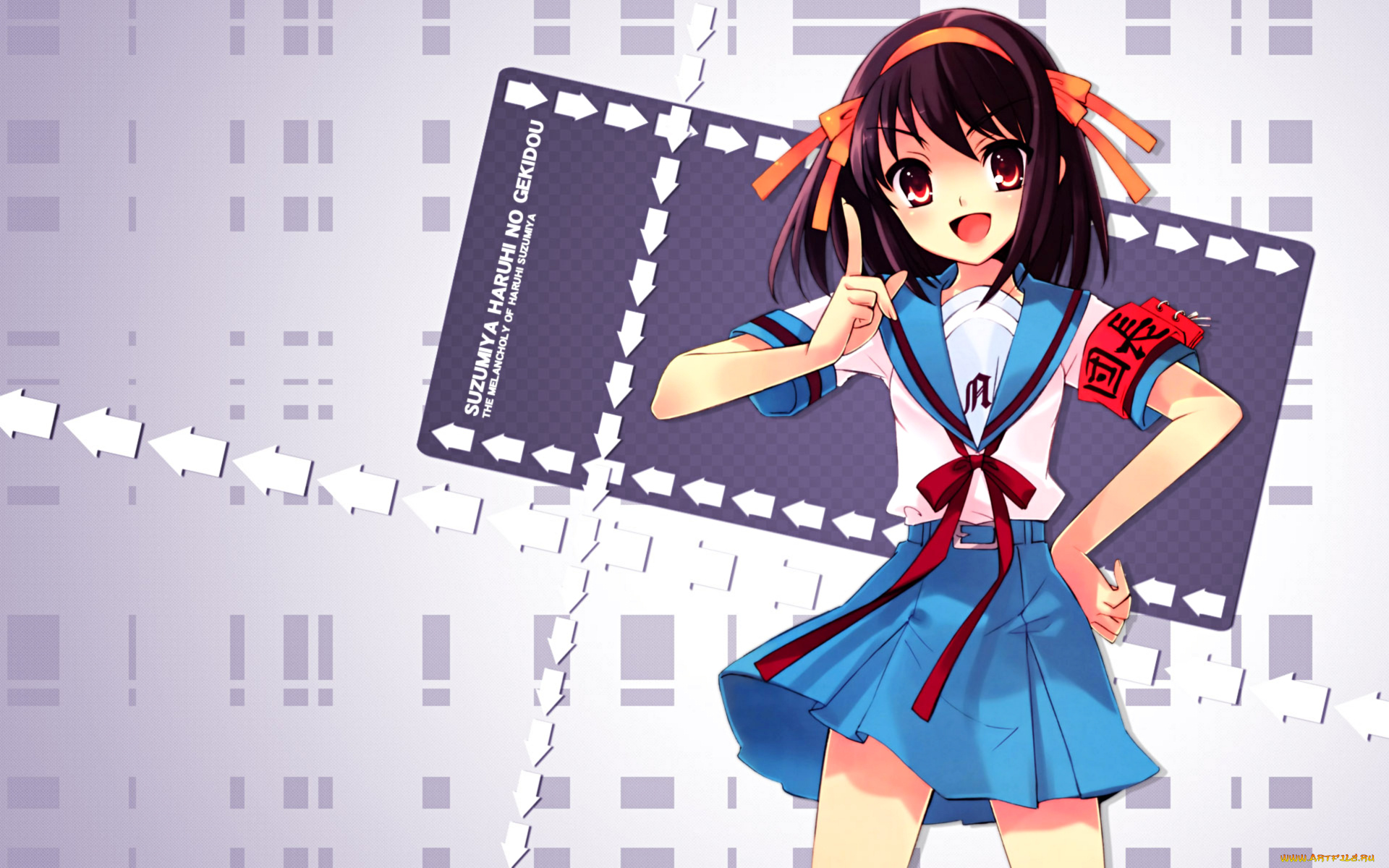 аниме, the, melancholy, of, haruhi, suzumiya, юбка, девушка, стрелки