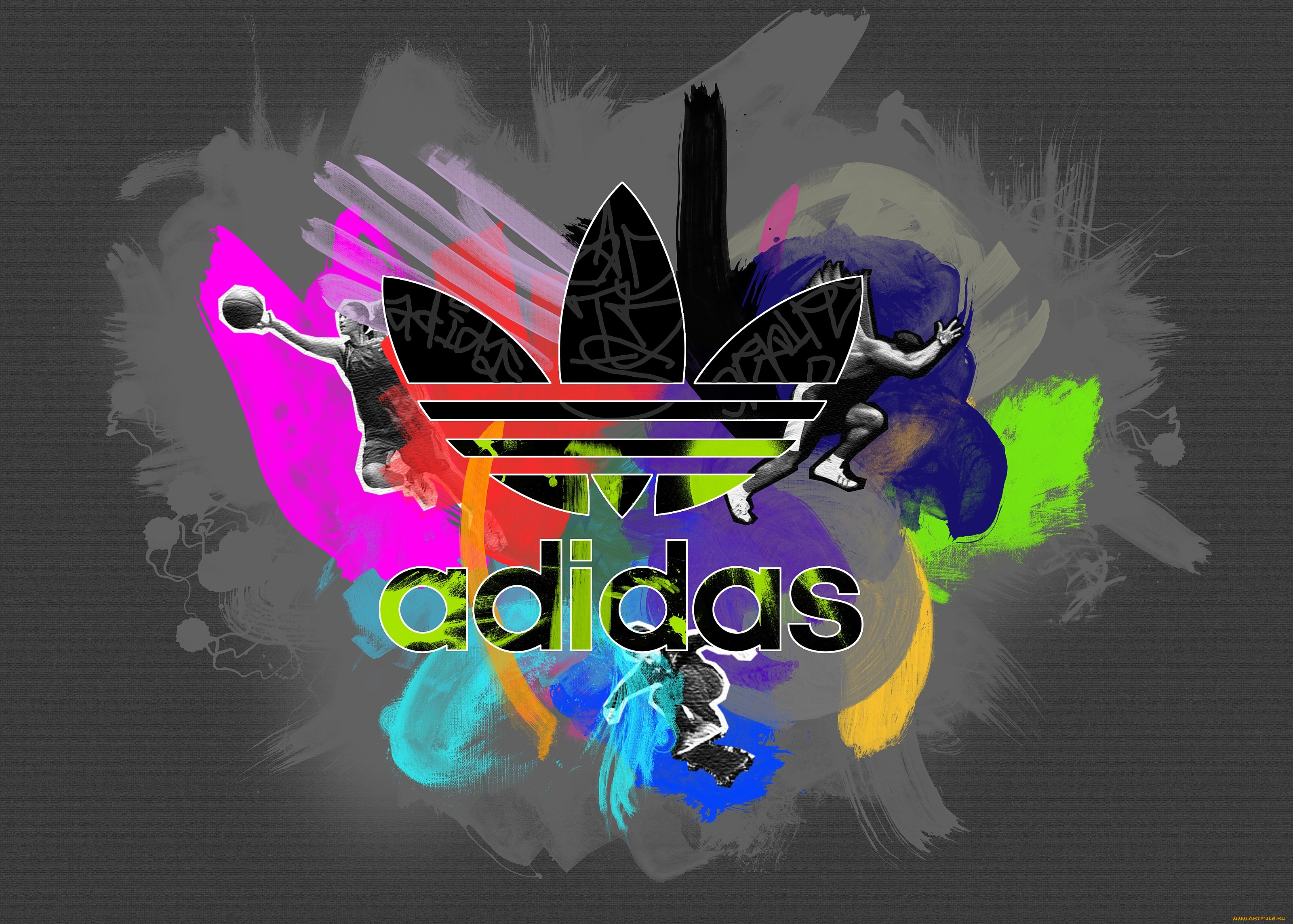 бренды, adidas, логотип, граффити