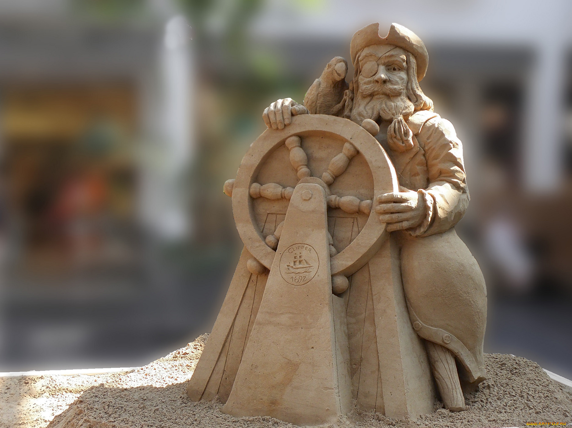 разное, фигуры, из, песка, льда, снега, песок