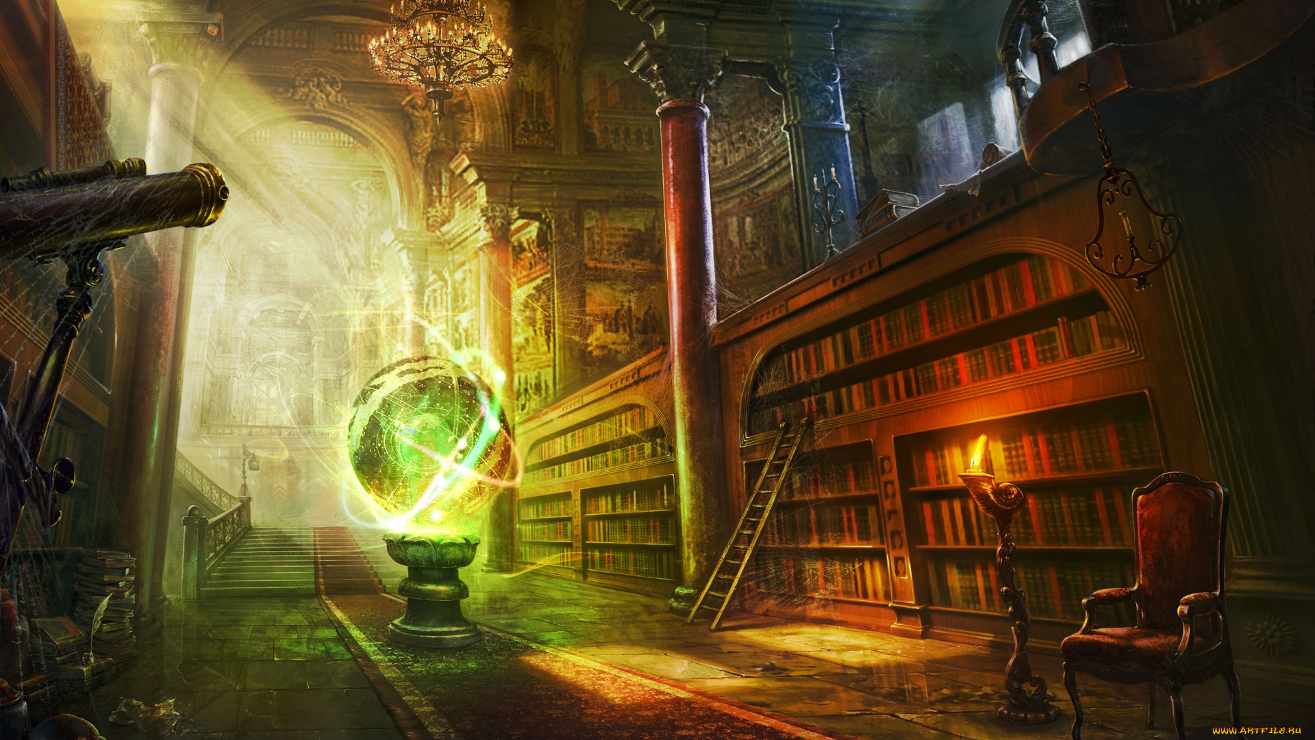 фэнтези, магия, библиотека