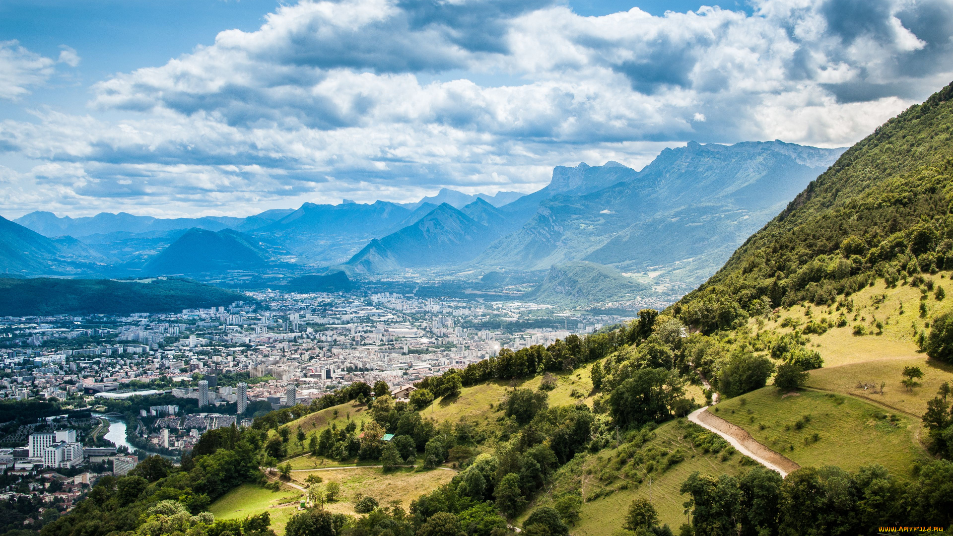 lyon, france, города, панорамы, пейзаж, облака, горы, лион, франция