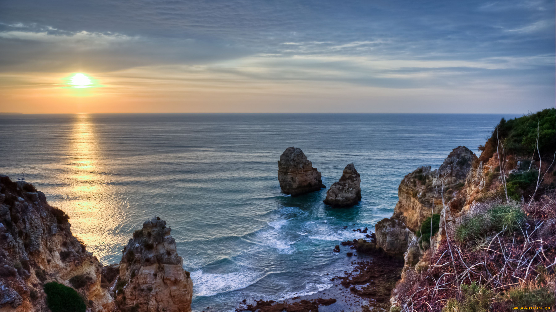 природа, восходы, закаты, море, скалы, солнце