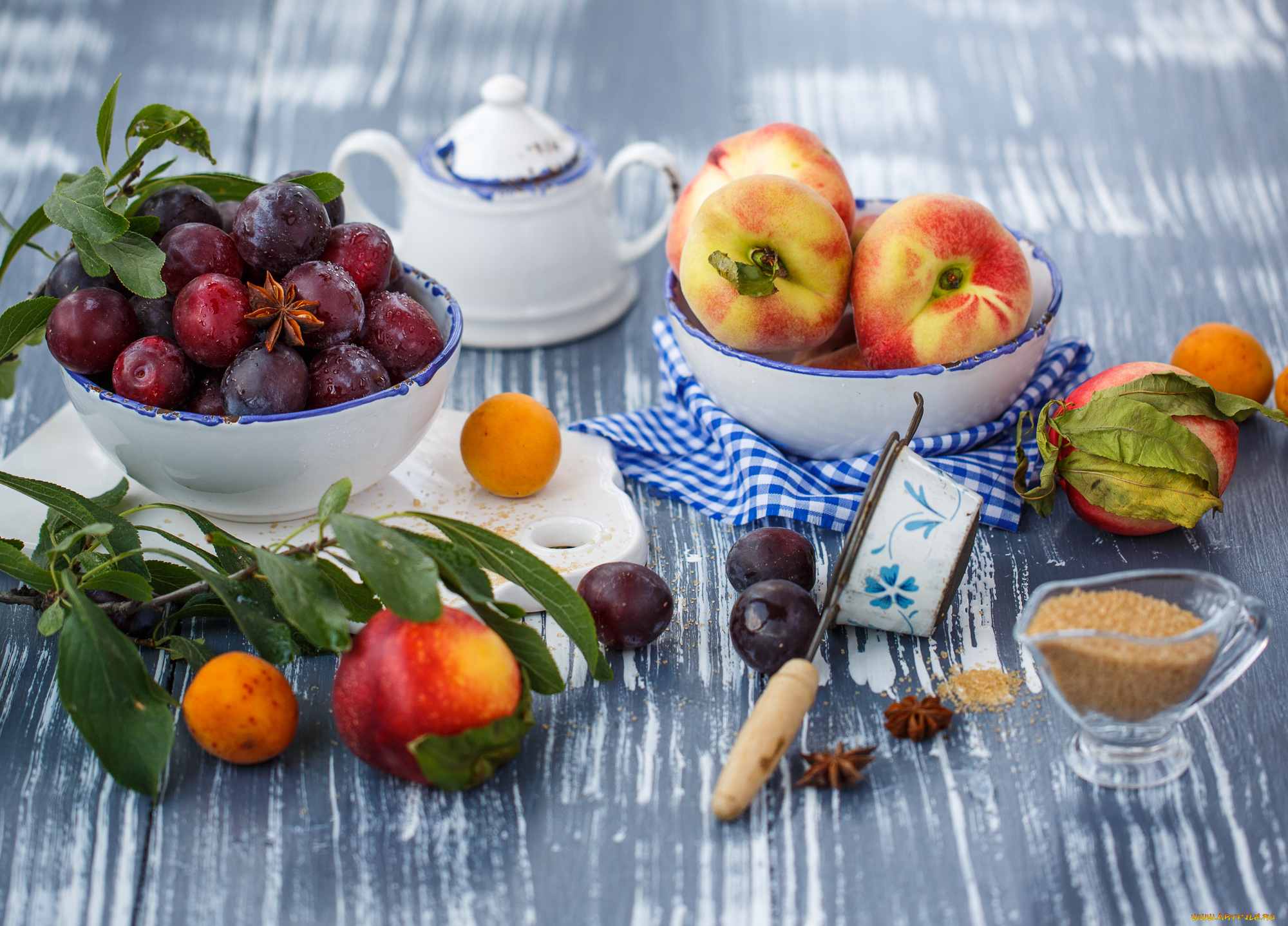 еда, персики, сливы, абрикосы