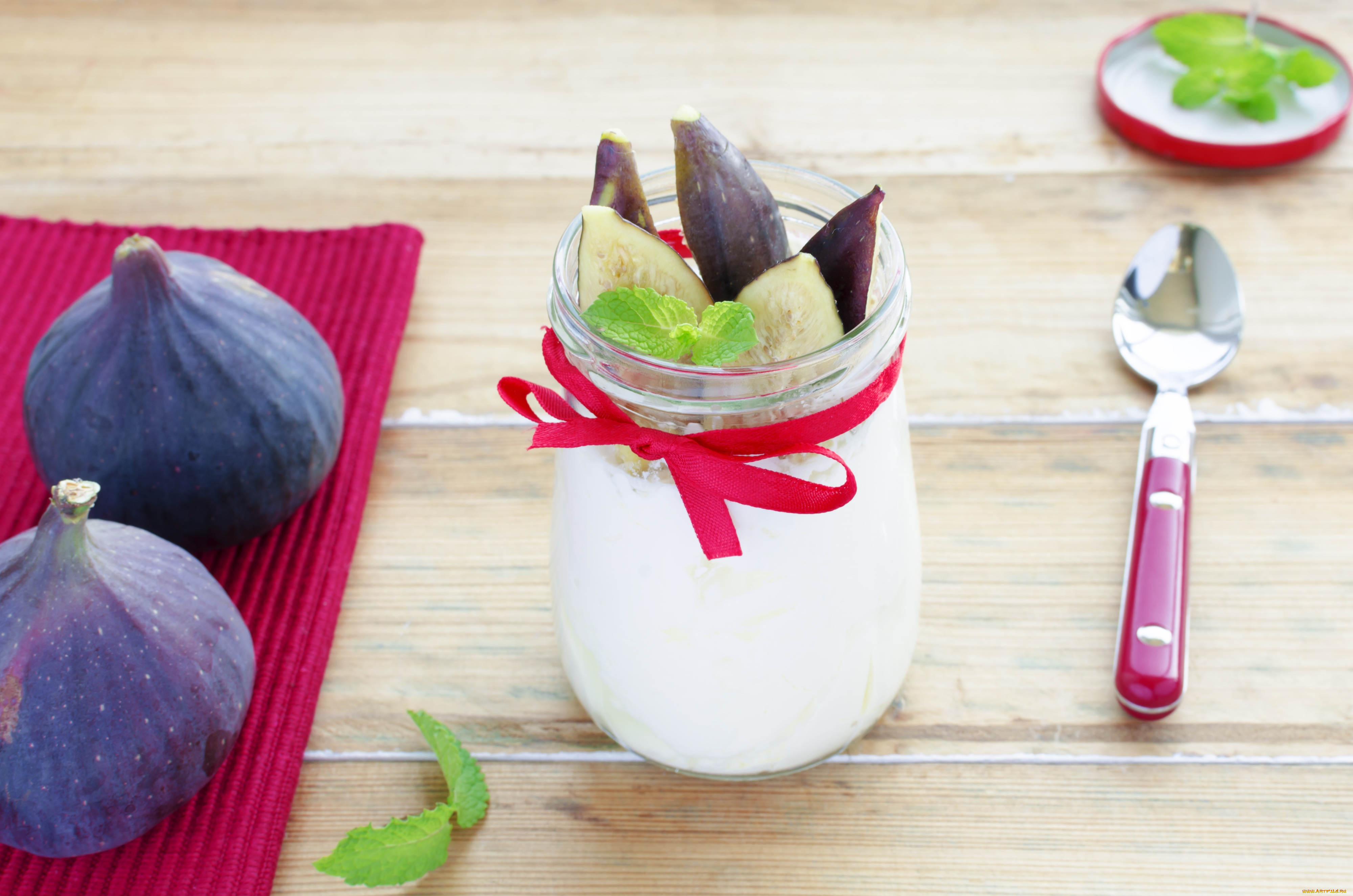 еда, мороженое, десерты, ложка, инжир, йогурт