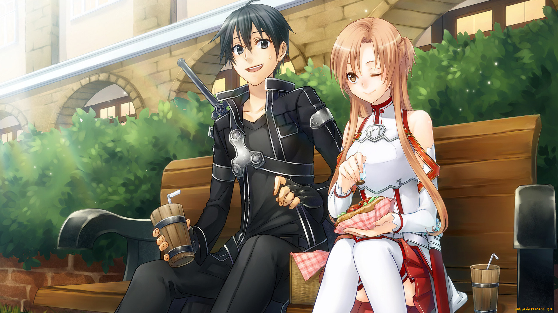 аниме, sword, art, online, парень, девушка, kirito, yuuki, asuna, sword, art, online, anime