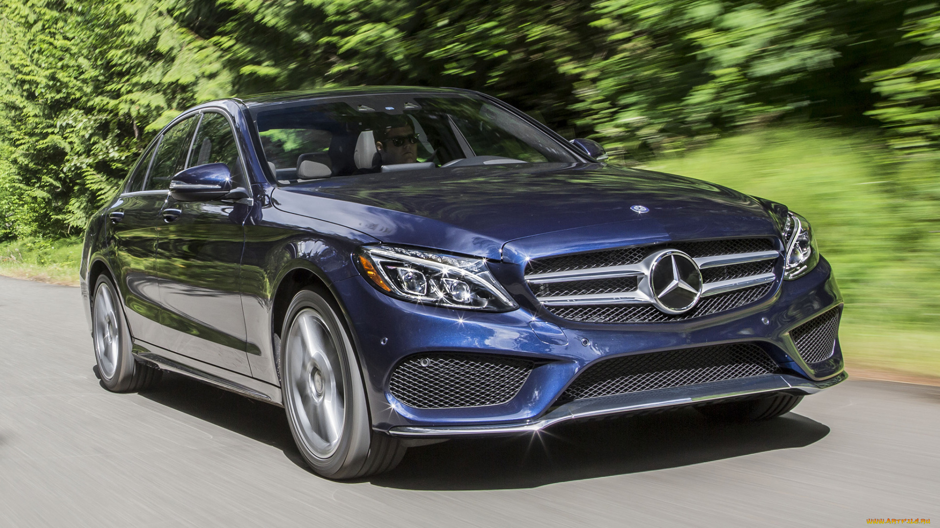 автомобили, mercedes-benz, c, 400, 4matic, 2015г, w205, синий, us-spec, line, amg