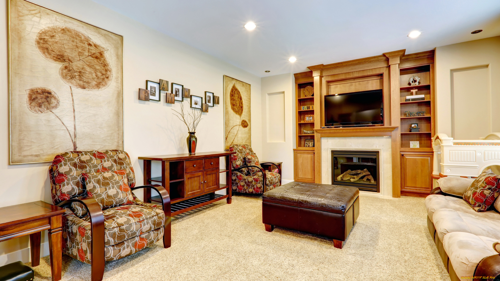 интерьер, гостиная, мебель, стол, кресло, секция