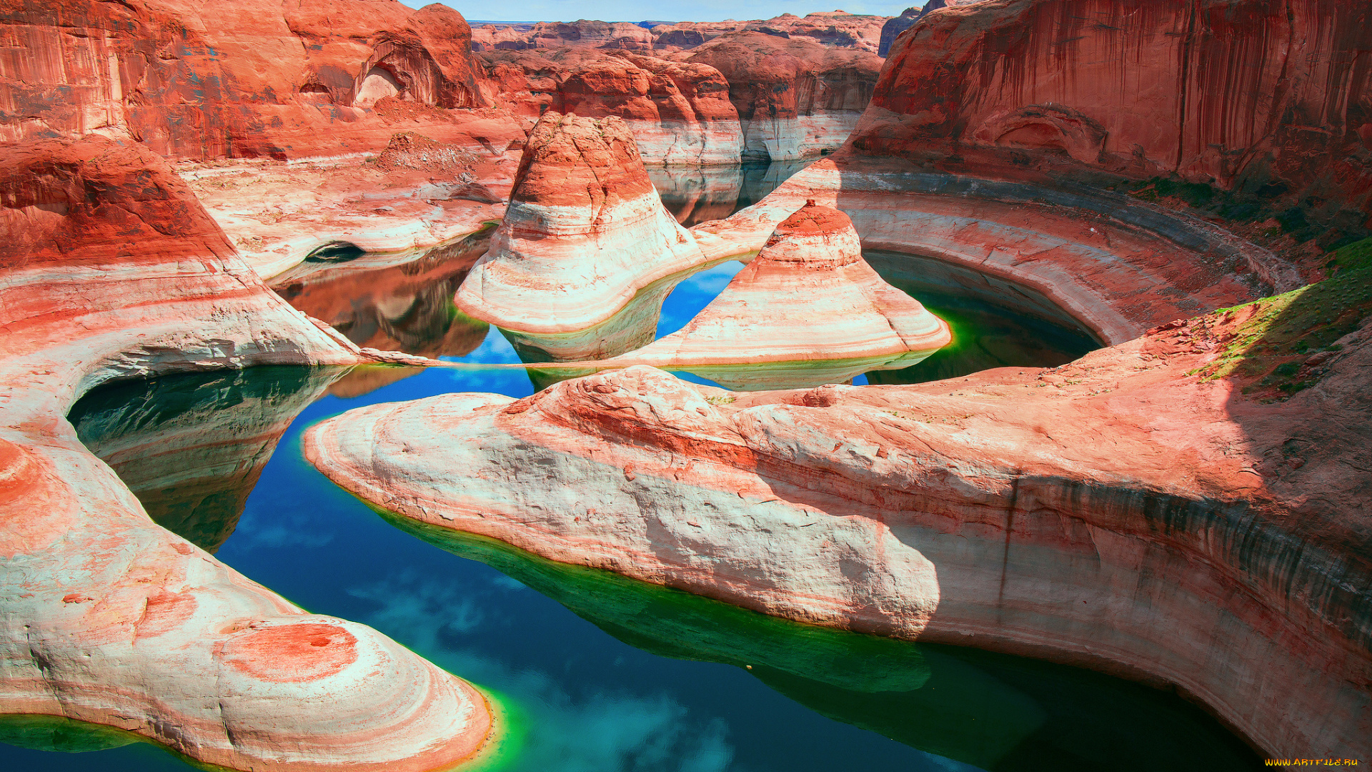 природа, реки, озера, небо, каньон, река, скалы, вода, отражения