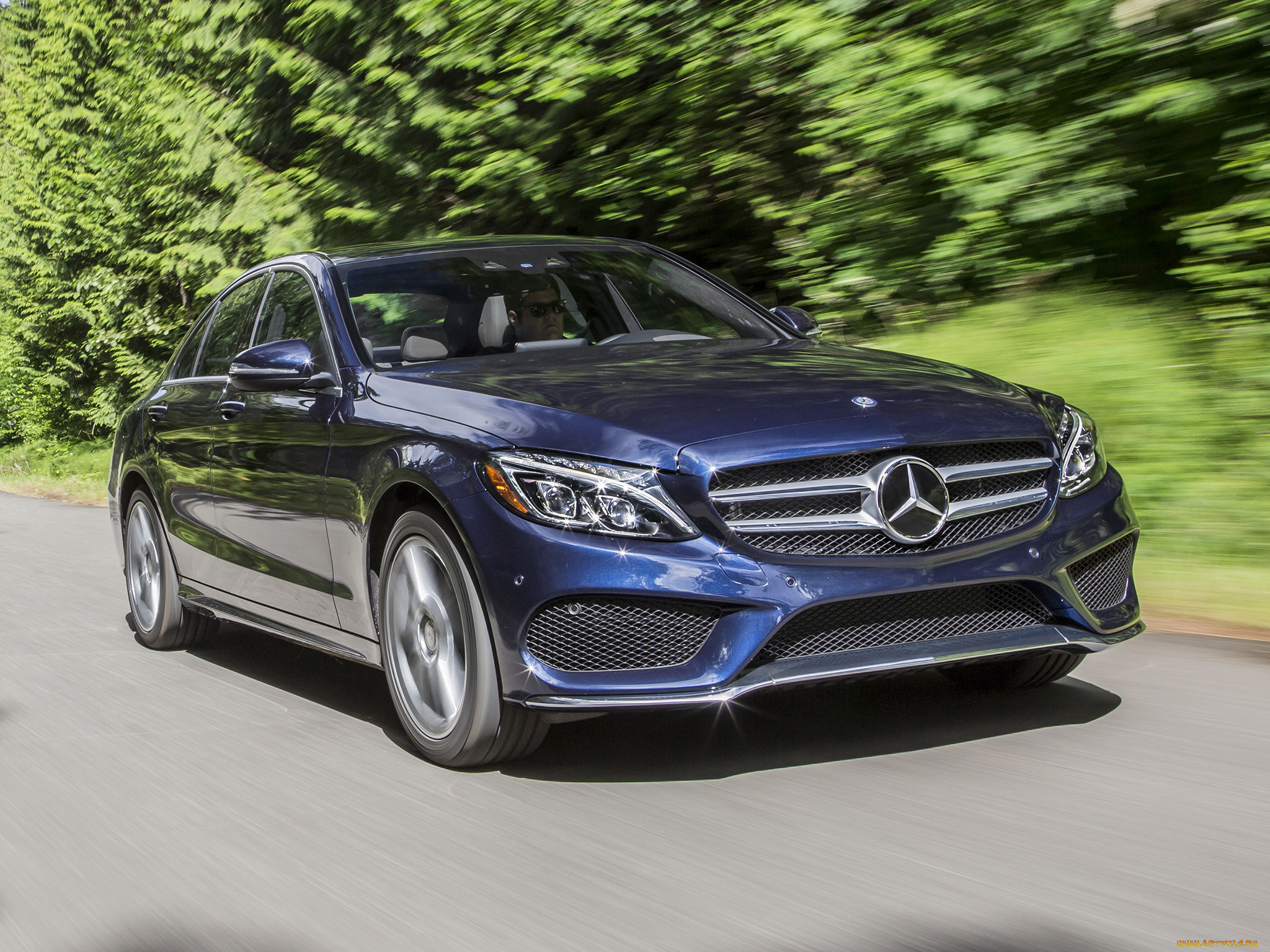 автомобили, mercedes-benz, c, 400, 4matic, 2015г, w205, синий, us-spec, line, amg