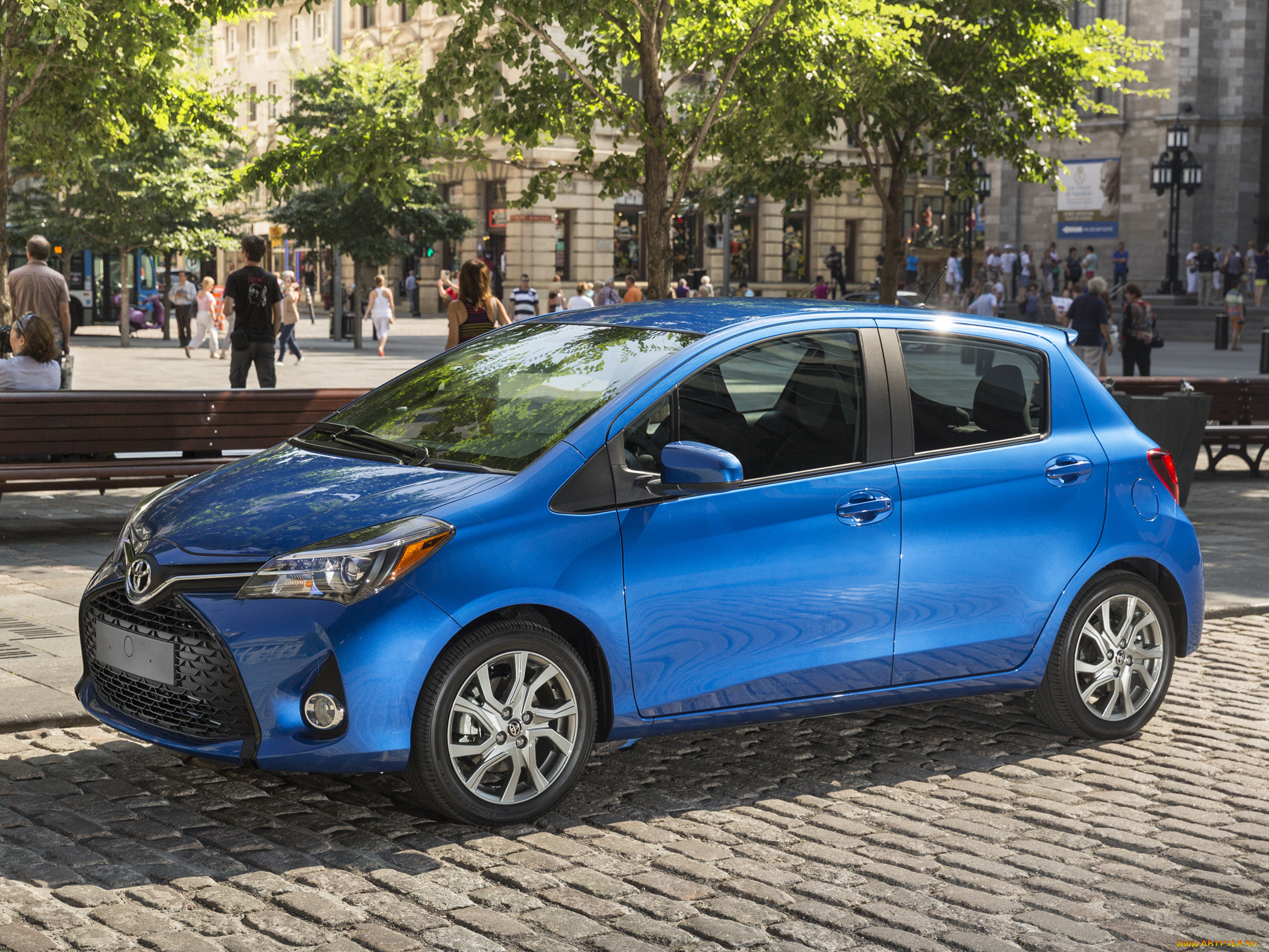 автомобили, toyota, 2015г, yaris, se, 5-door, us-spec, синий