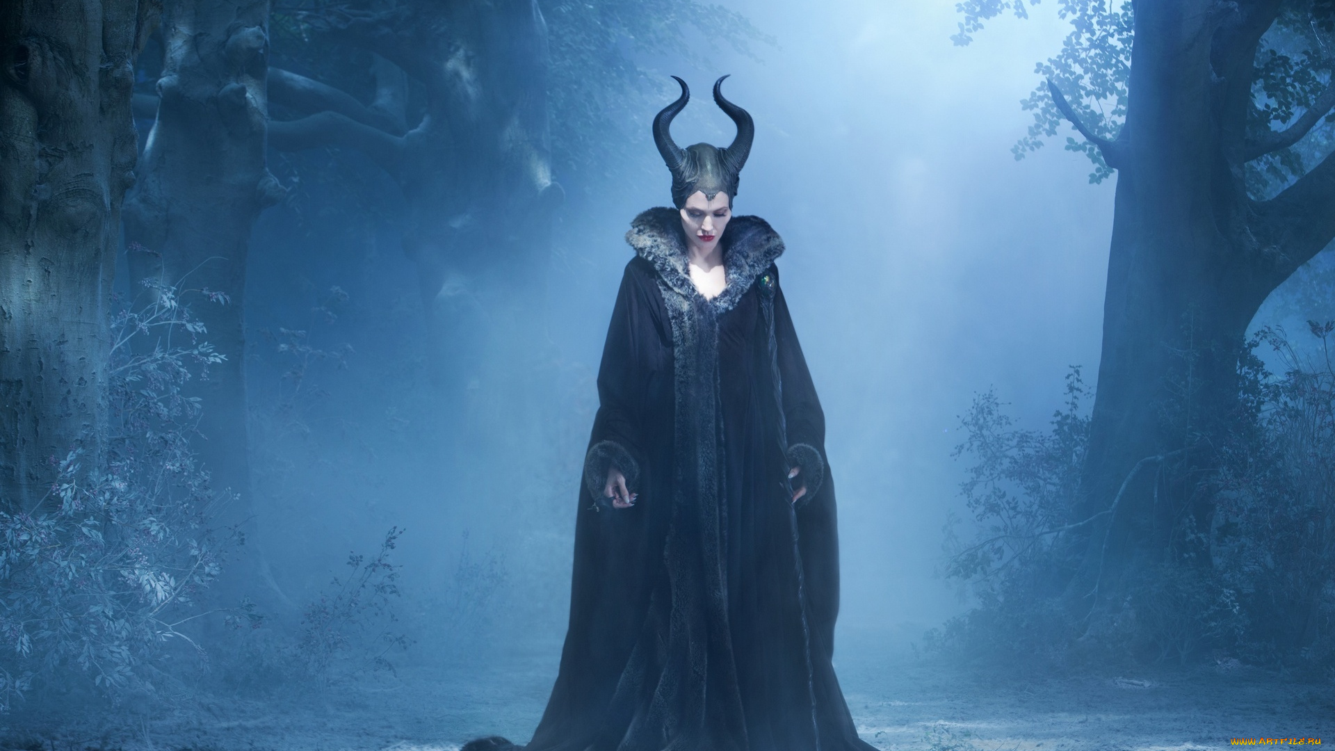 кино, фильмы, maleficent, лес, ночь, ведьма, рога, посох, the, film, forest, night, witch, rig, rod