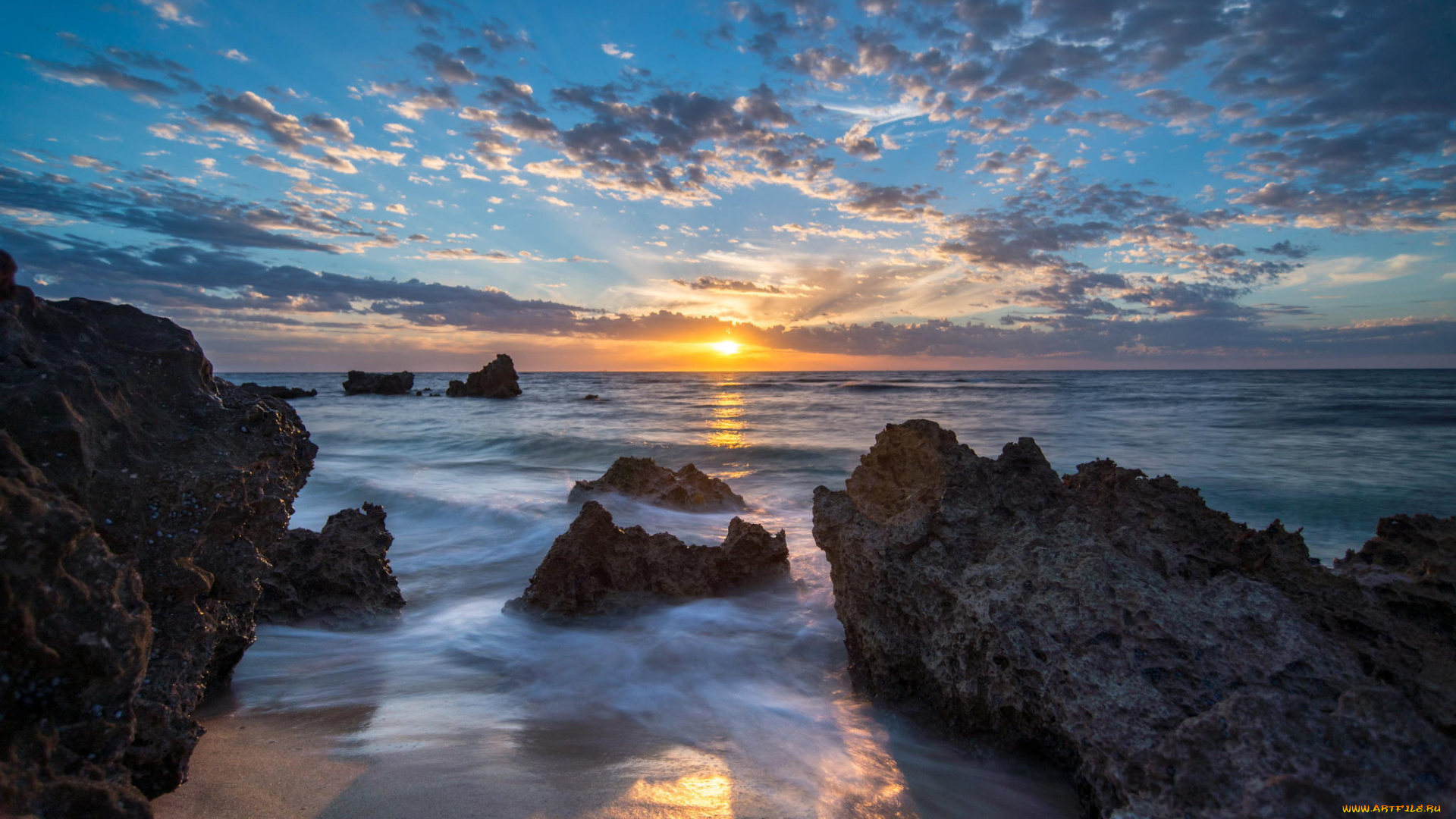 природа, восходы, закаты, берег, море, рассвет, камни