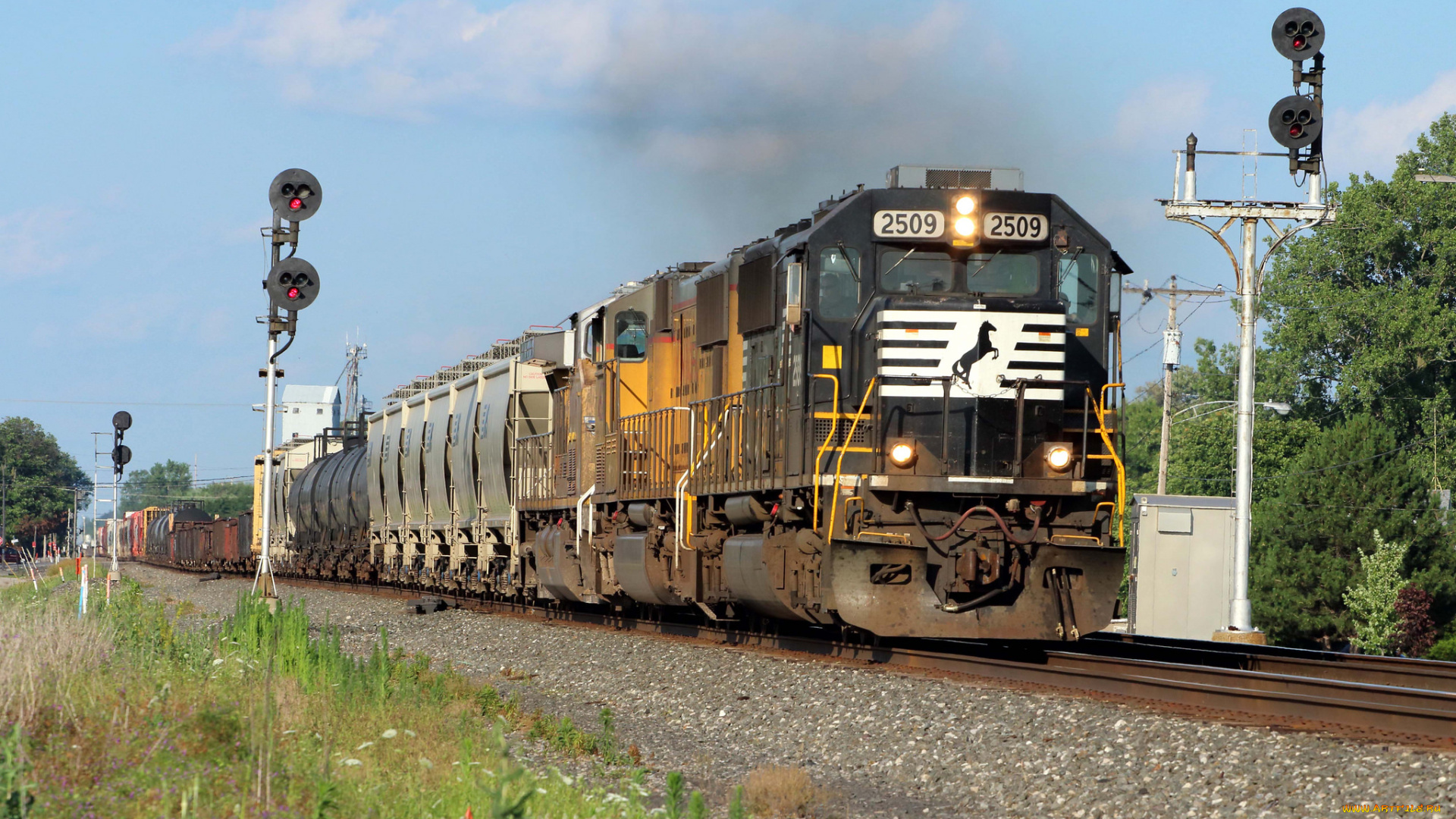 техника, поезда, железная, состав, локомотив, рельсы, дорога