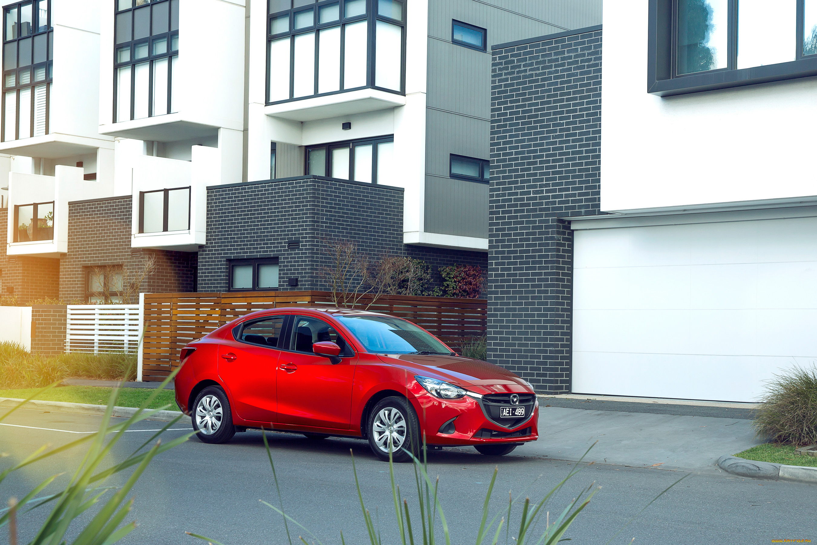 автомобили, mazda, красный, 2015г, au-spec, sedan, mazda2