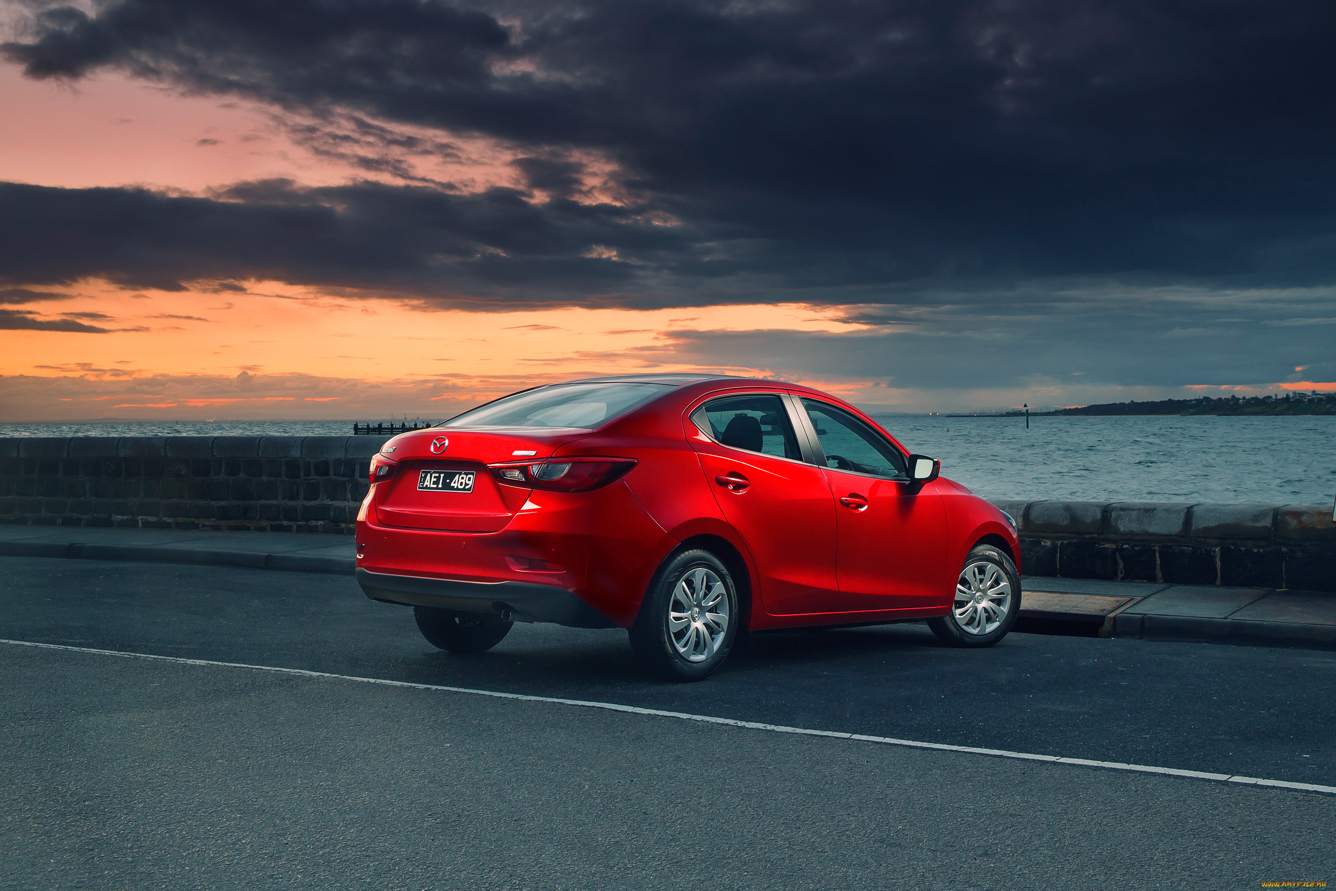автомобили, mazda, sedan, mazda2, красный, 2015г, au-spec