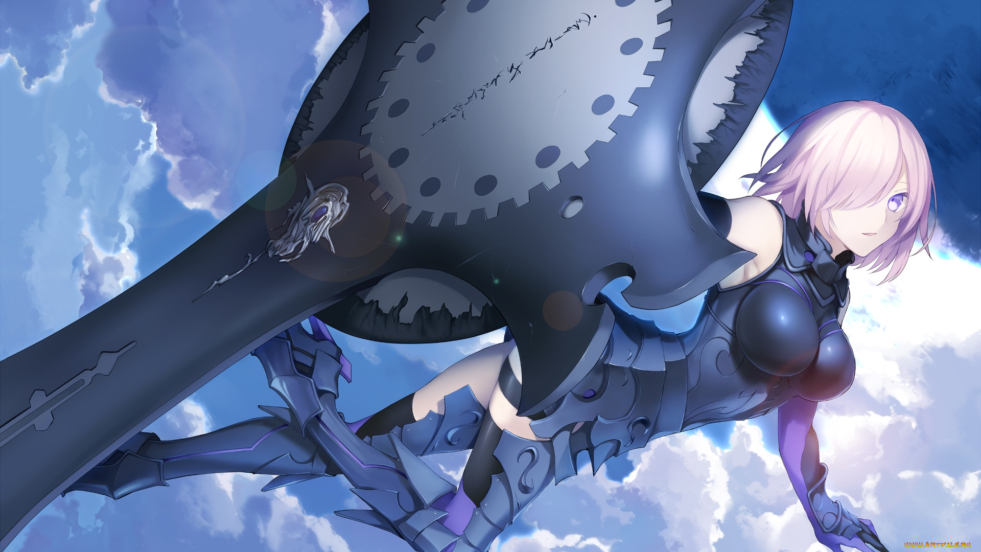 аниме, fate, stay, night, девушка, взгляд, фон