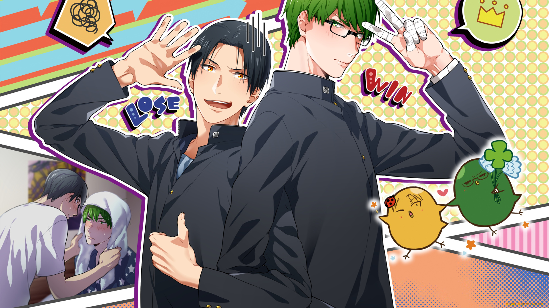 аниме, kuroko, no, baske, шинтаро, такао