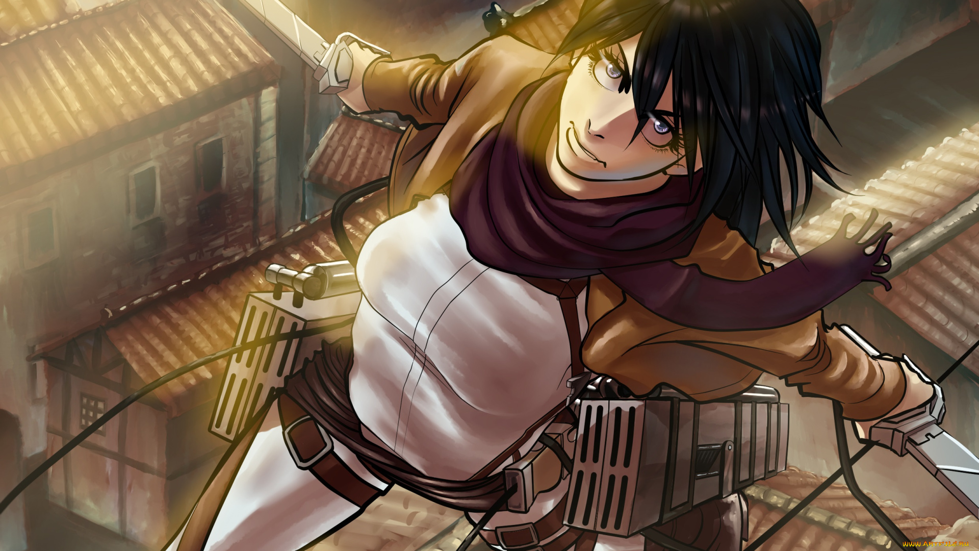 аниме, shingeki, no, kyojin, микаса