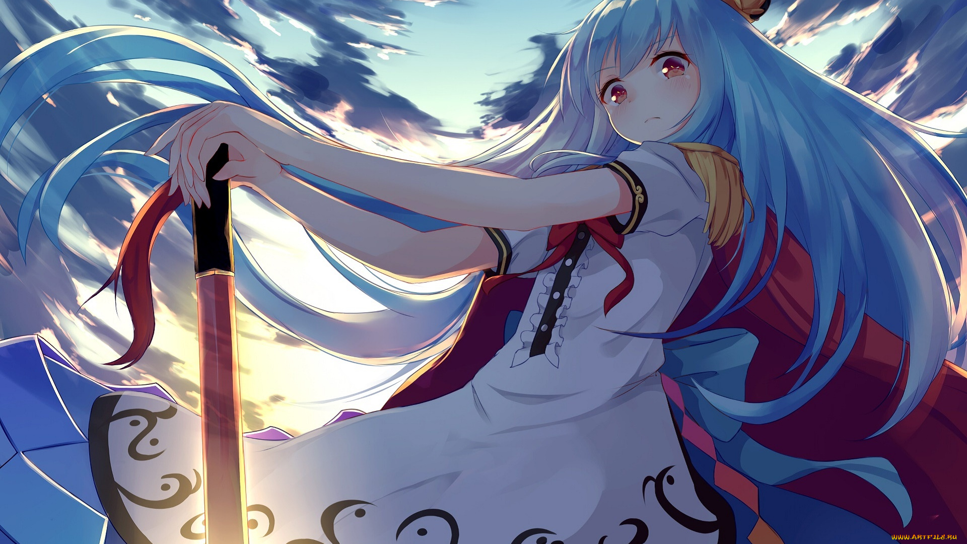 аниме, touhou, фон, взгляд, девушка