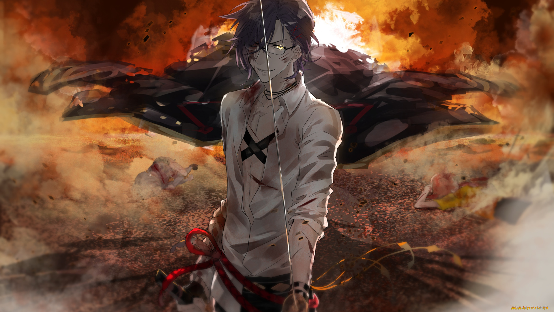 аниме, touken, ranbu, меч, парень