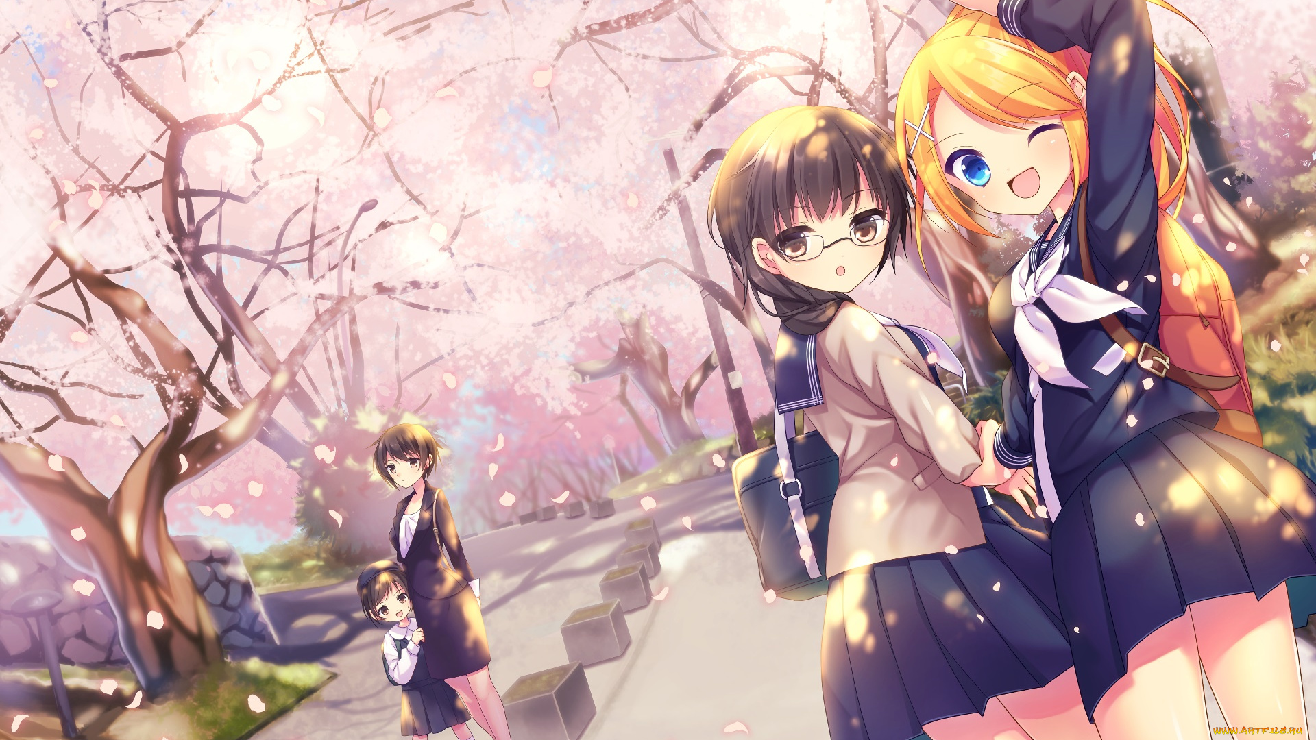 аниме, unknown, , другое, девушки, фон, взгляд