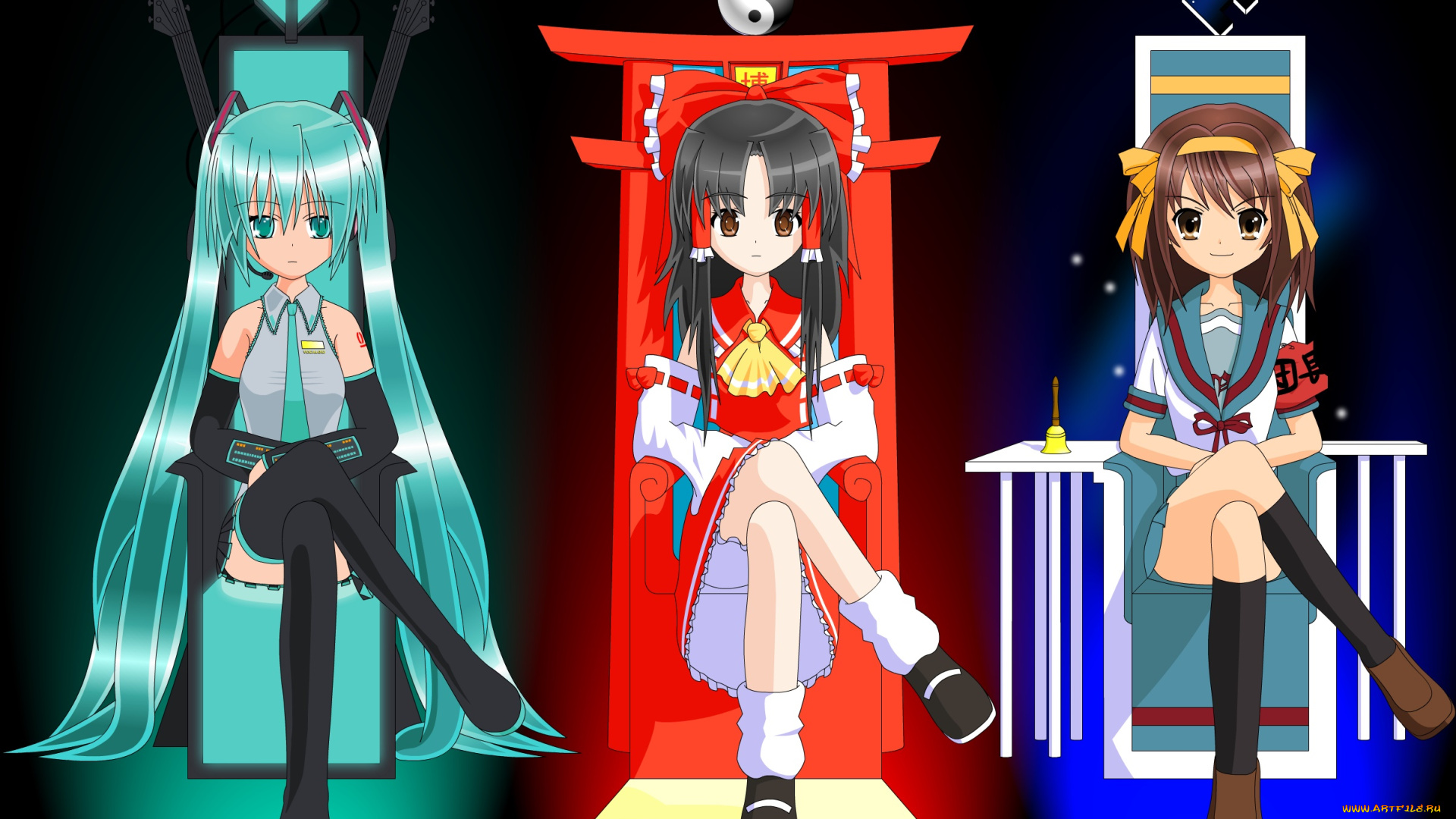 аниме, vocaloid, фон, взгляд, девушки