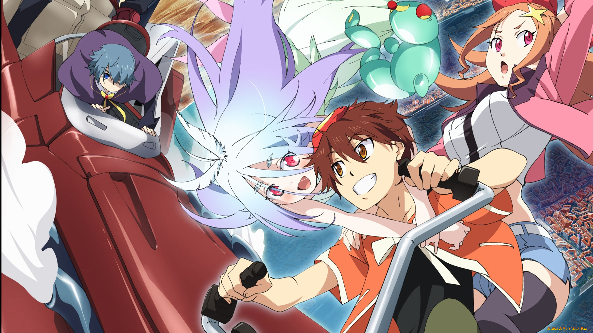 comet, lucifer, аниме, фон, взгляд, девушки