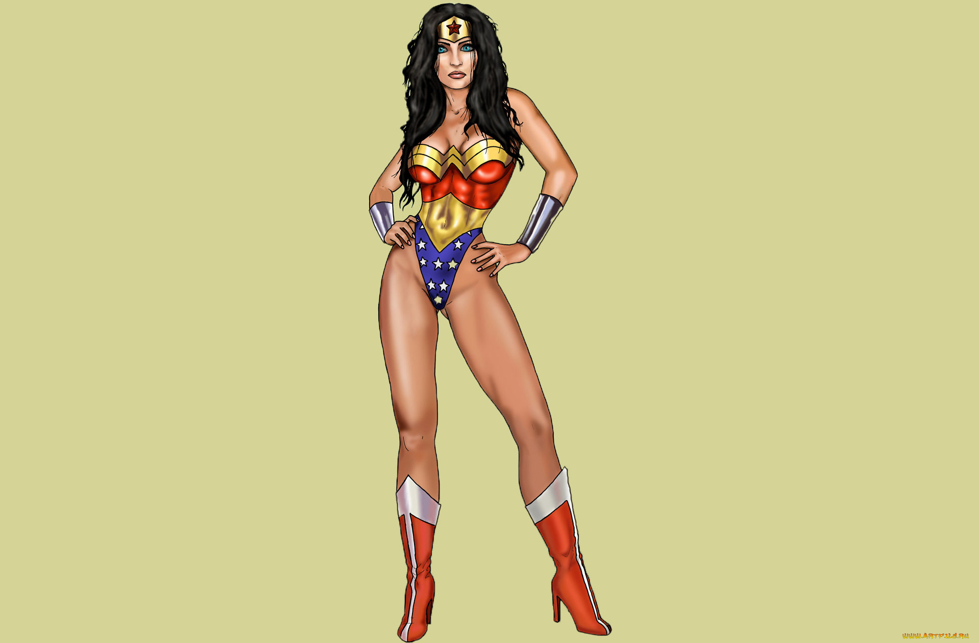 рисованное, комиксы, униформа, взгляд, фон, девушка