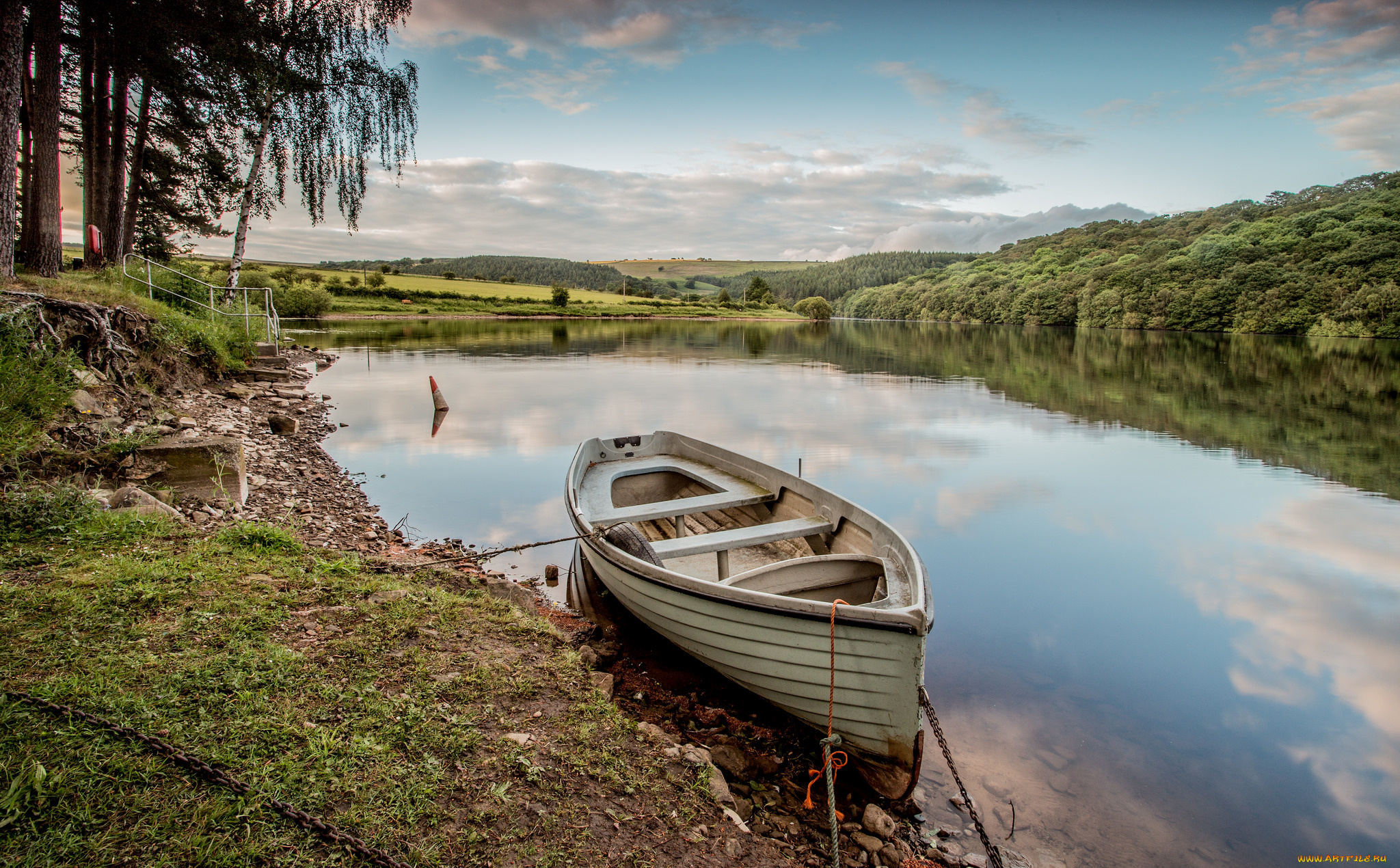 корабли, лодки, , шлюпки, лес, река