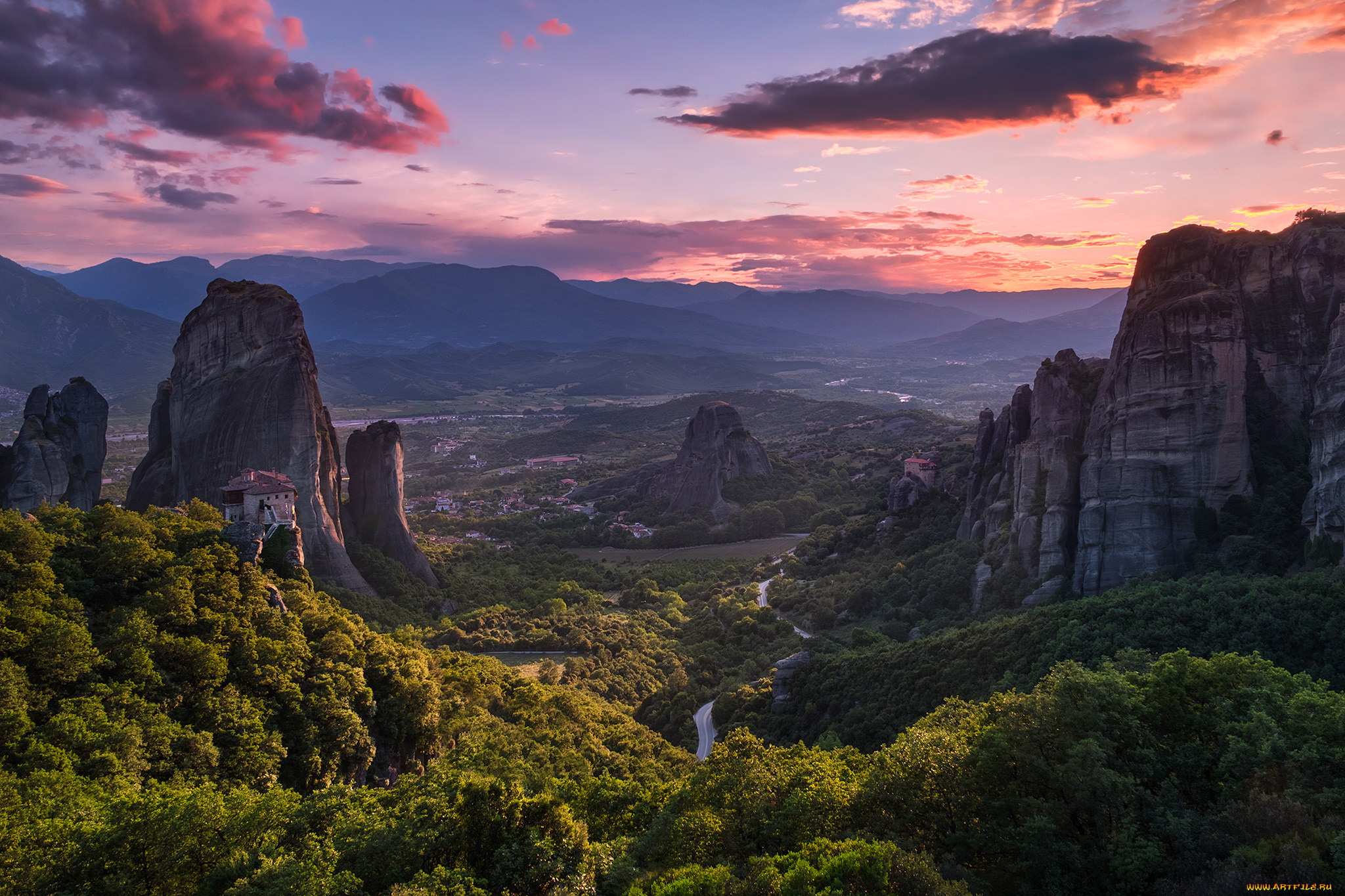природа, горы, греция, thessalian, plain, панорама, монастыри, метеоры, greece, thessaly, meteora, фессалийская, равнина, хасия, долина