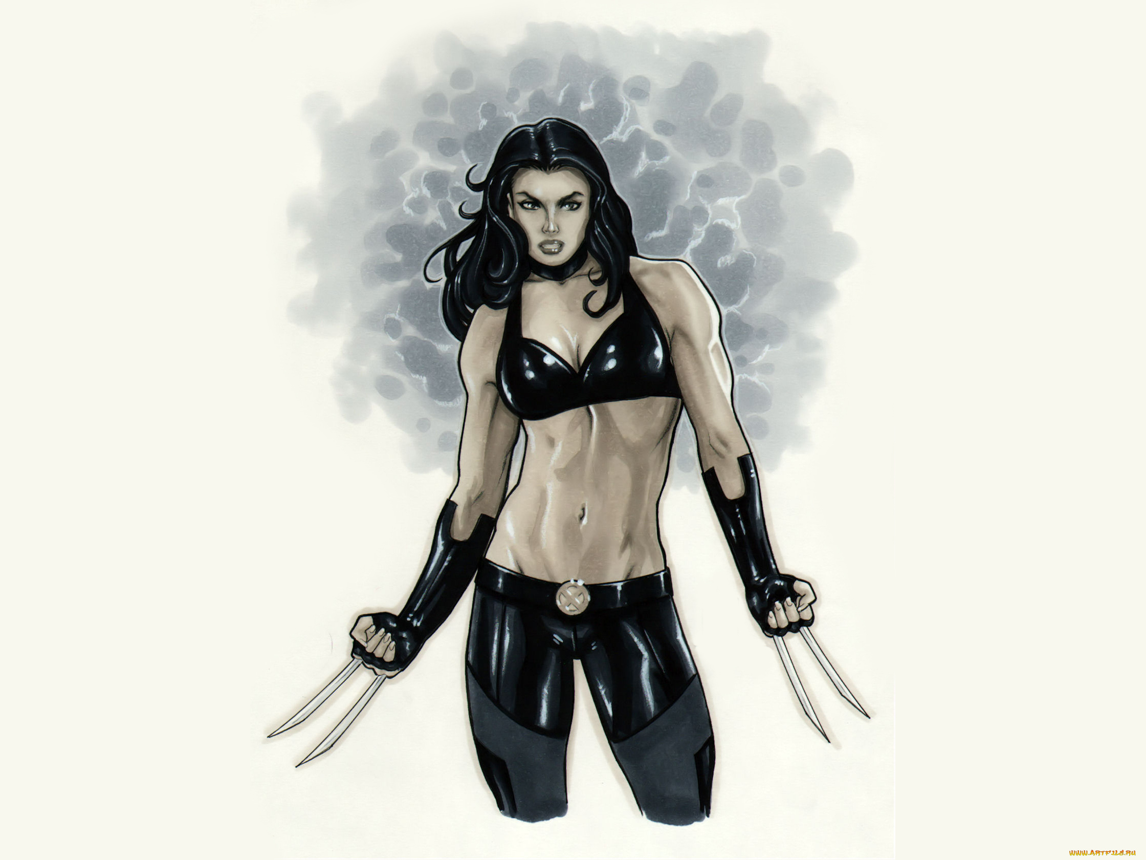 рисованное, комиксы, ножи, девушка, фон, униформа