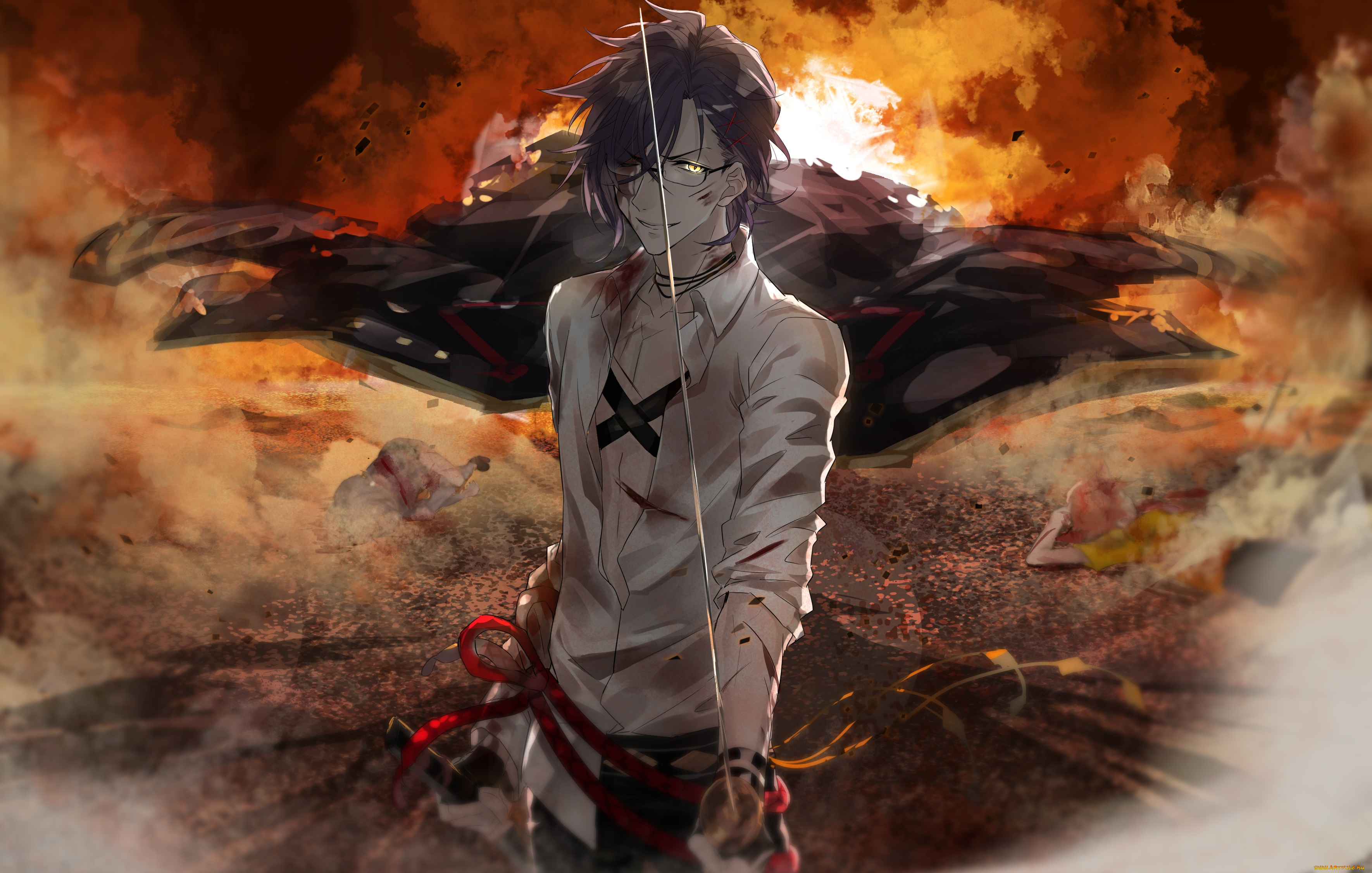 аниме, touken, ranbu, меч, парень