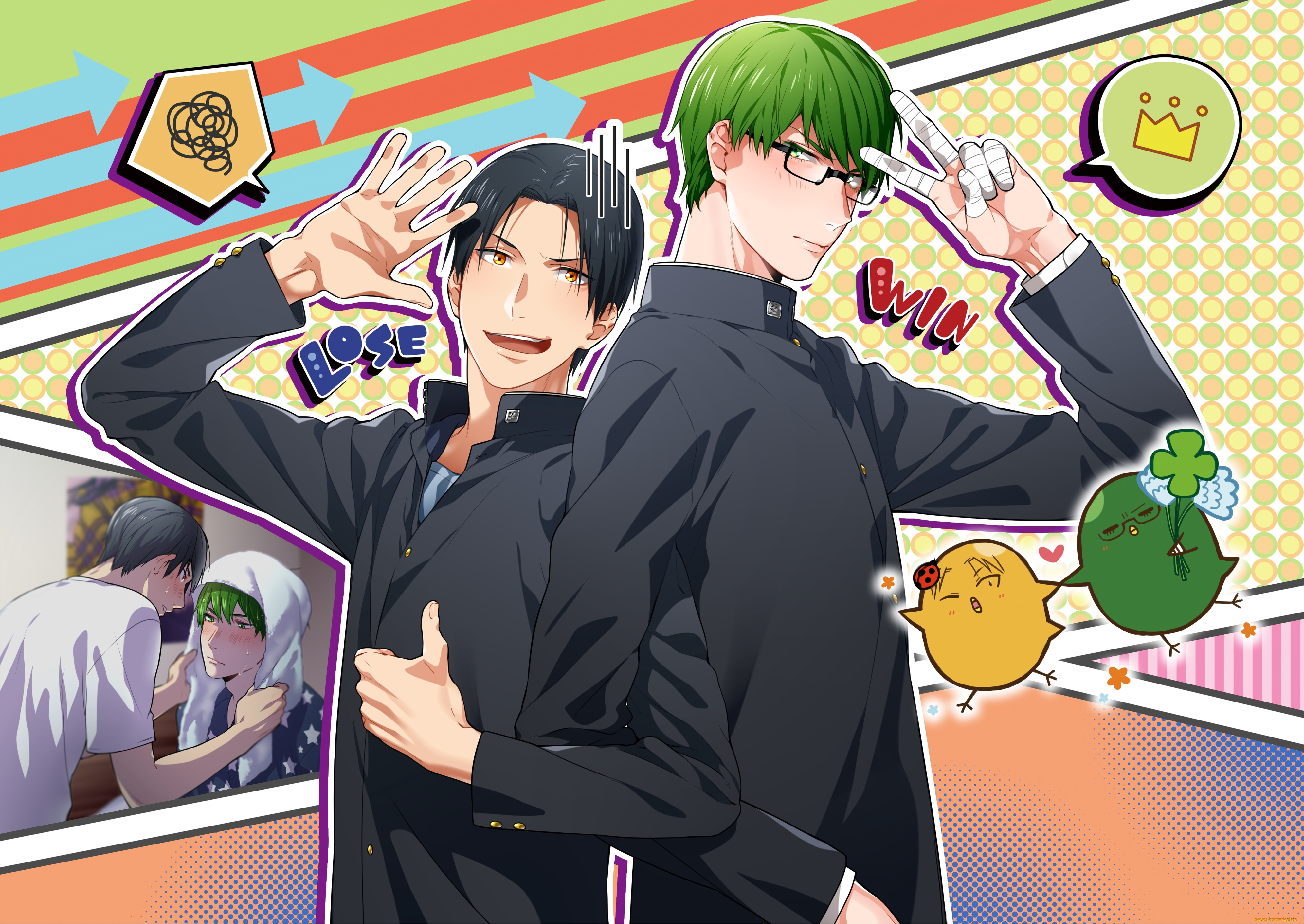 аниме, kuroko, no, baske, шинтаро, такао