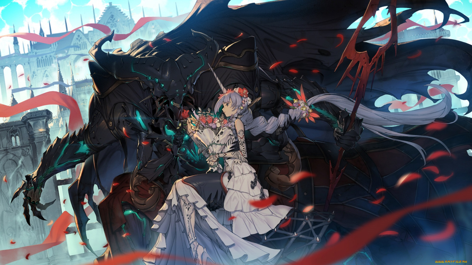 аниме, животные, , существа, девушка, монстр