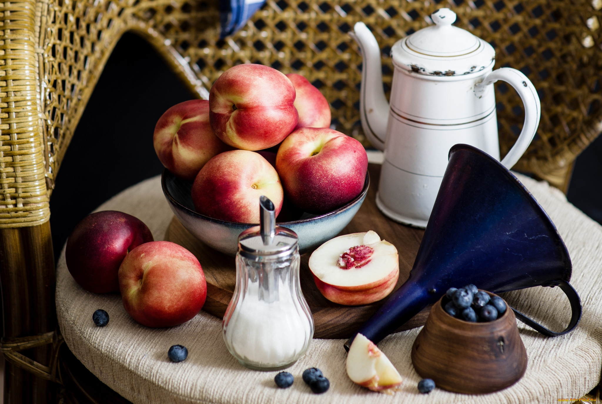 еда, фрукты, , ягоды, сахар, нектарин, персик, черника