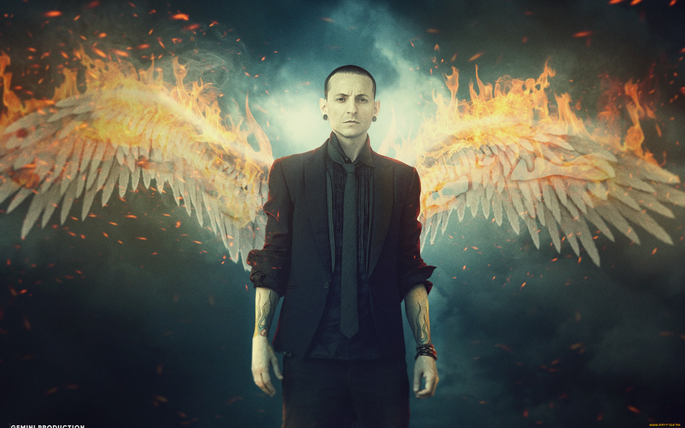 музыка, linkin, park, rip, крылья, огонь, chester, bennington, linkin, park