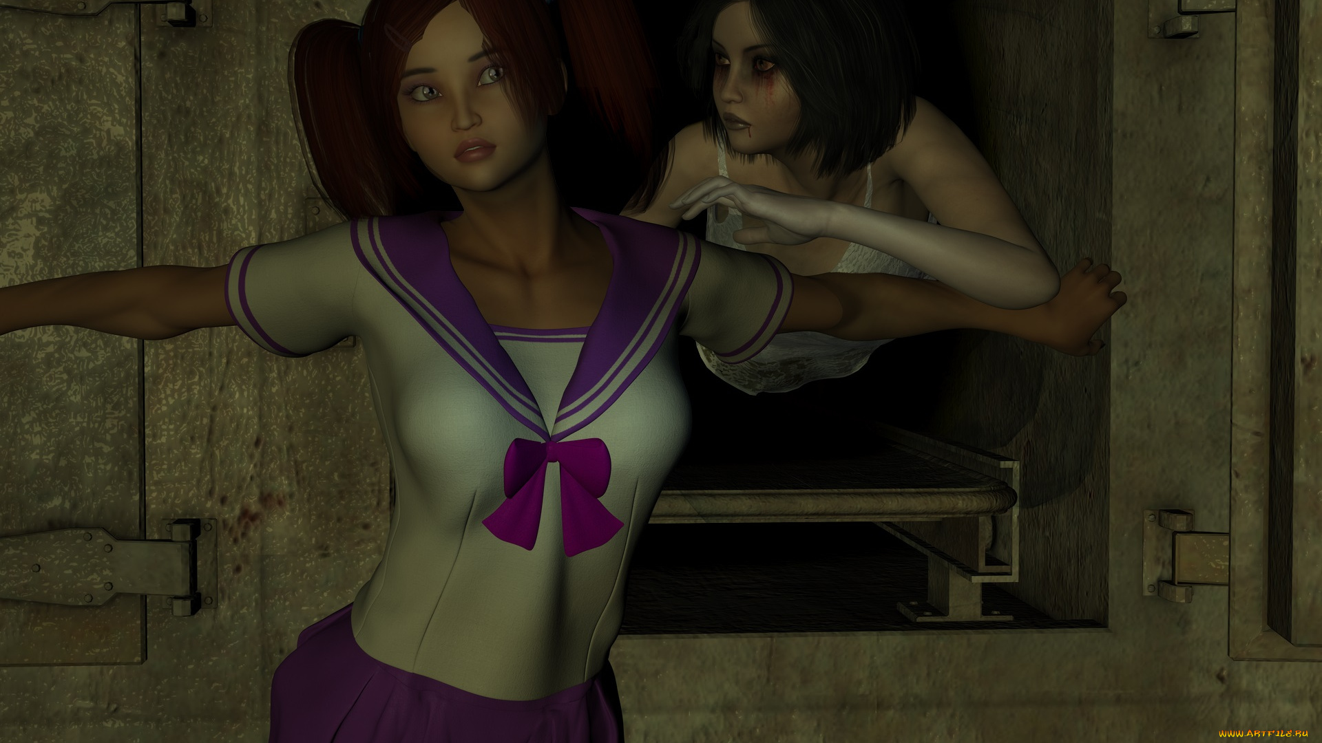 3д, графика, фантазия, , fantasy, фон, взгляд, девушка