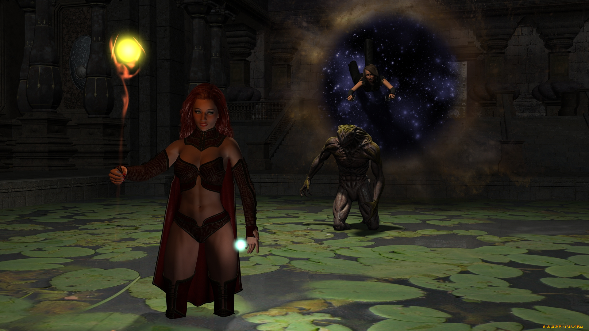 3д, графика, фантазия, , fantasy, фон, взгляд, девушка