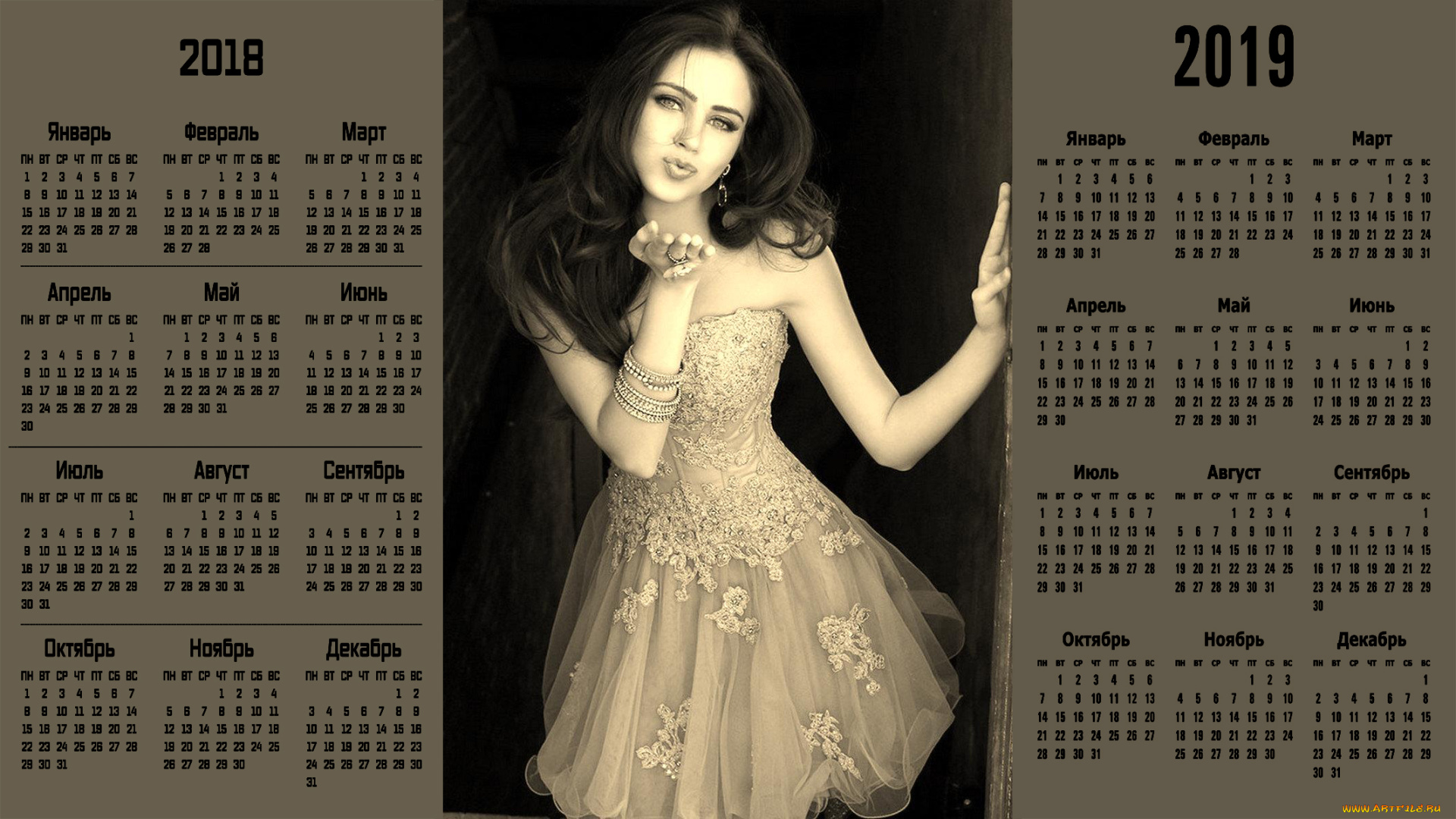 календари, девушки, жест, взгляд