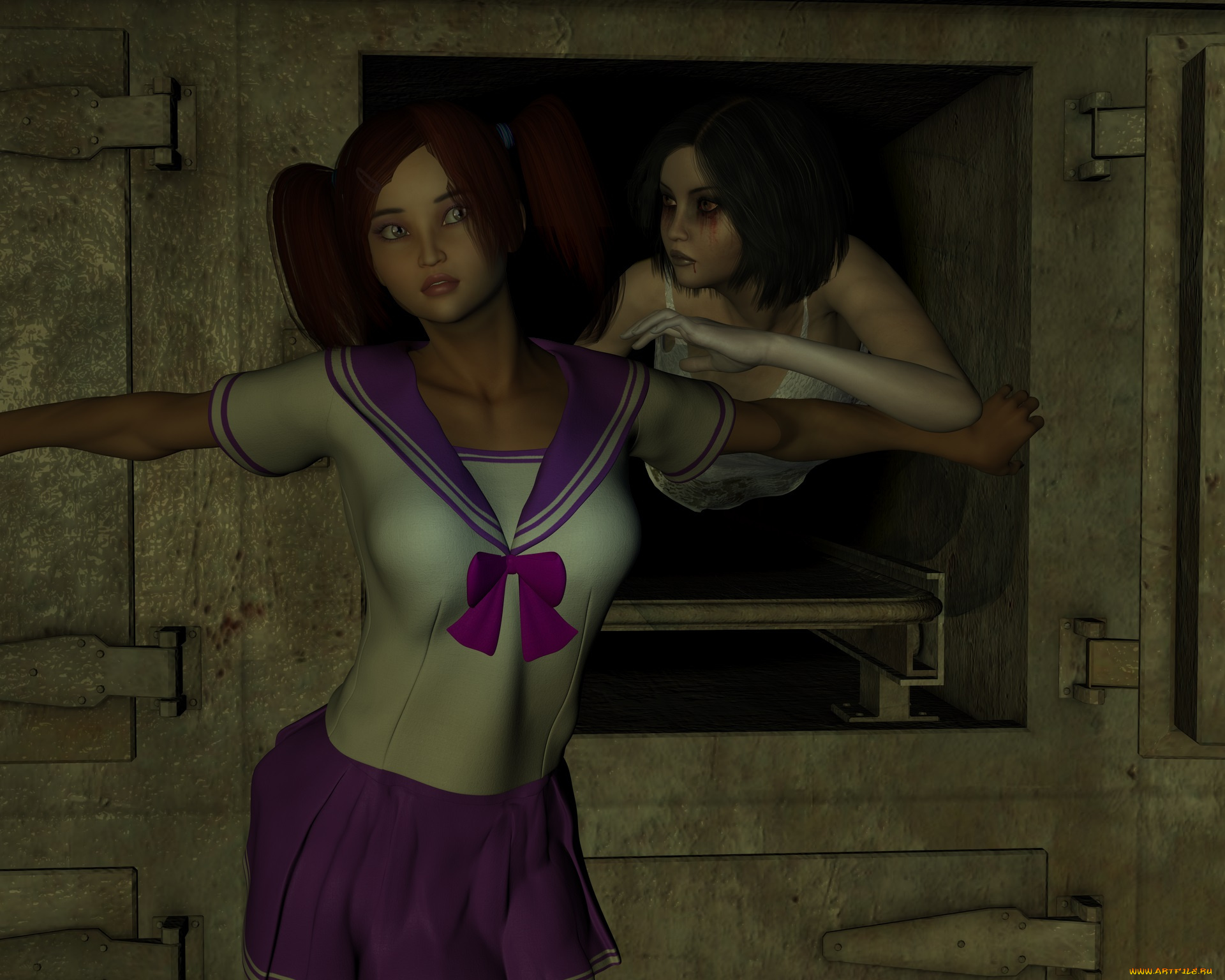 3д, графика, фантазия, , fantasy, фон, взгляд, девушка