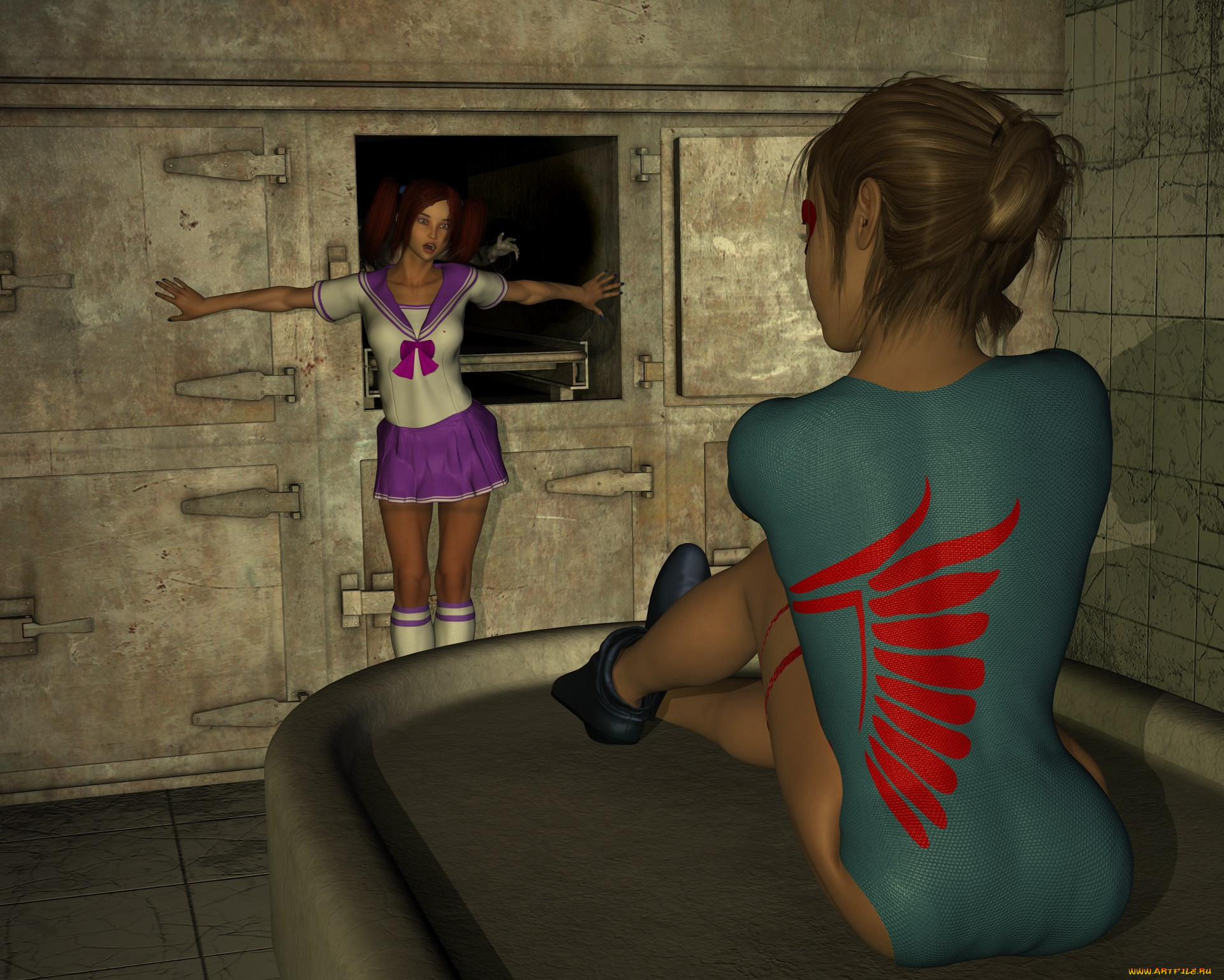 3д, графика, фантазия, , fantasy, взгляд, девушки, фон