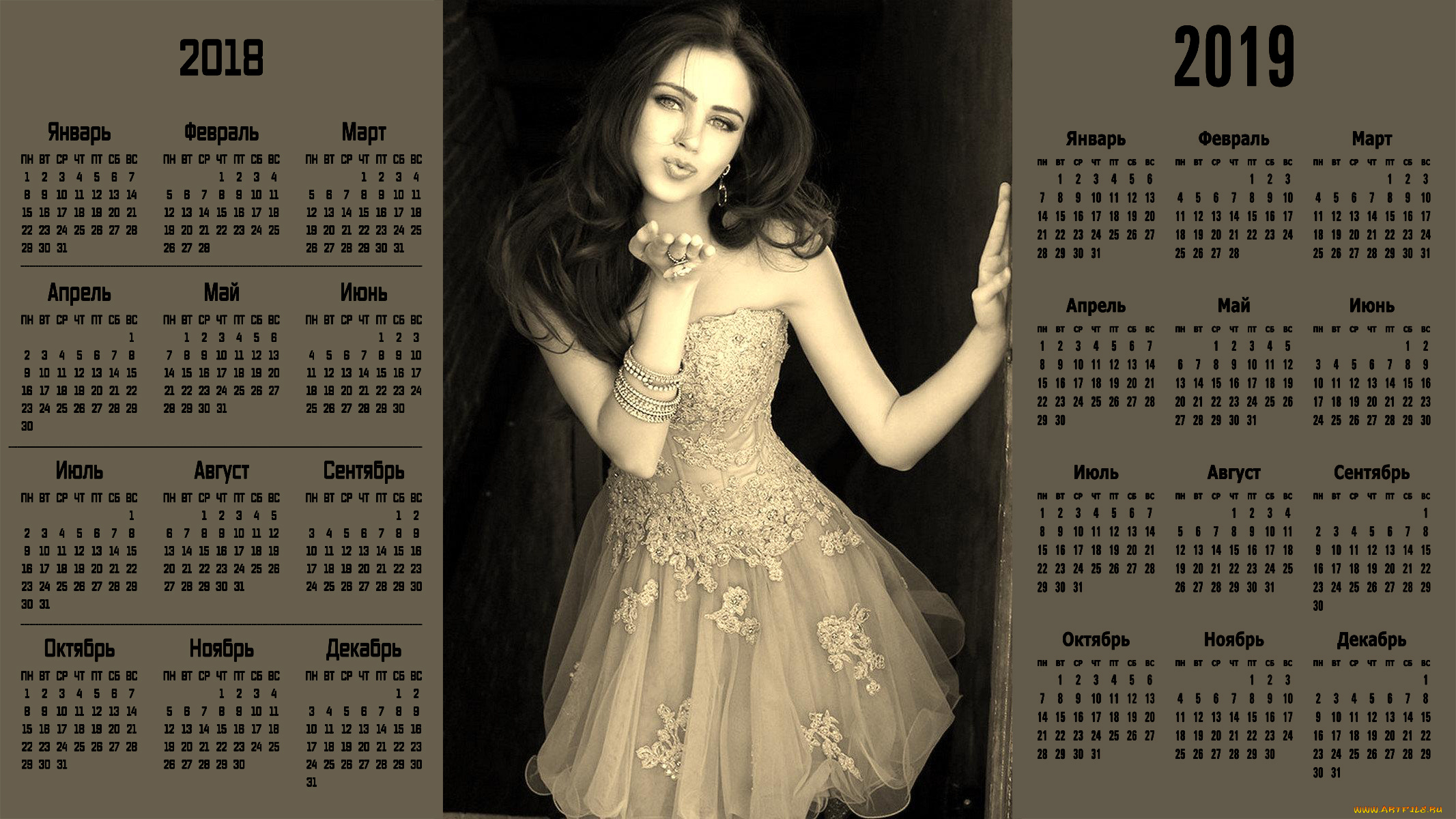 календари, девушки, жест, взгляд