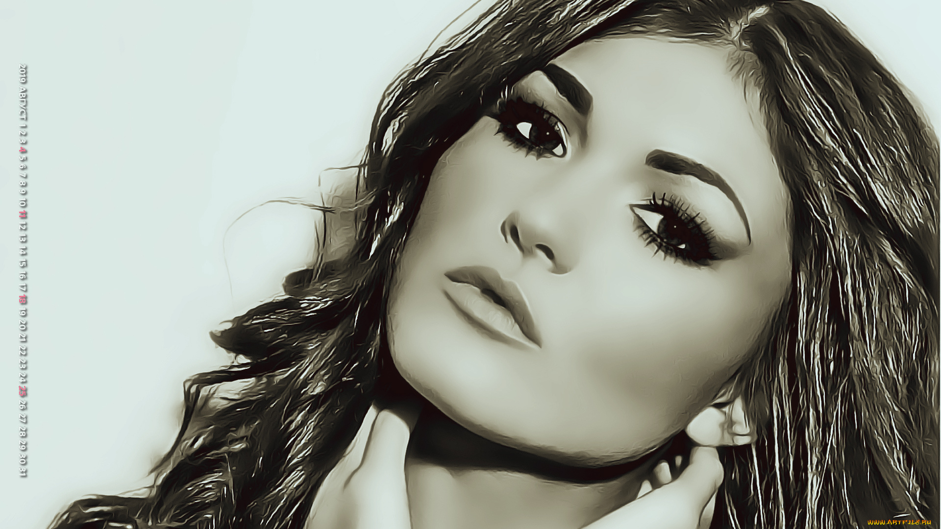 календари, компьютерный, дизайн, девушка, взгляд, лицо, женщина, calendar, 2019