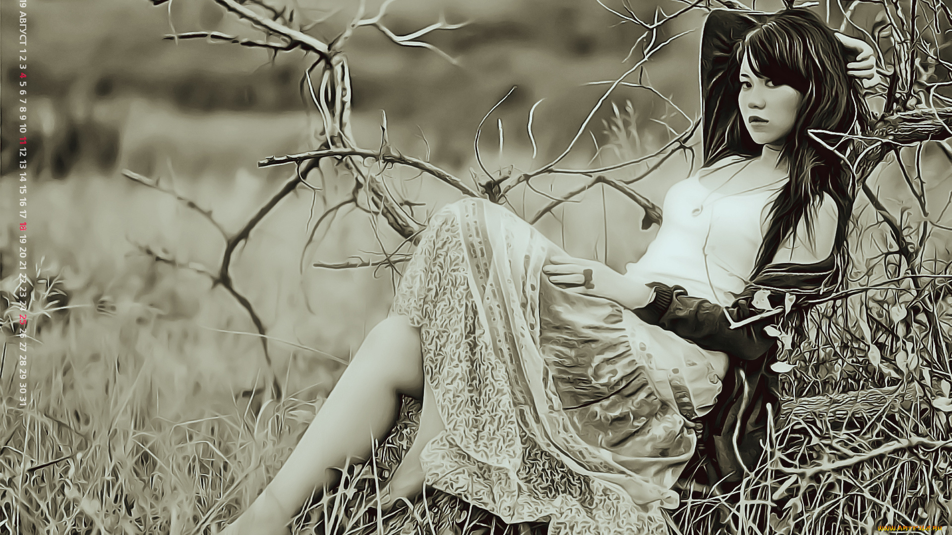 календари, компьютерный, дизайн, природа, calendar, женщина, взгляд, девушка, 2019, растение